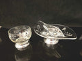 2 Antique Sterling Silver and Etched Glass Serving Bowls