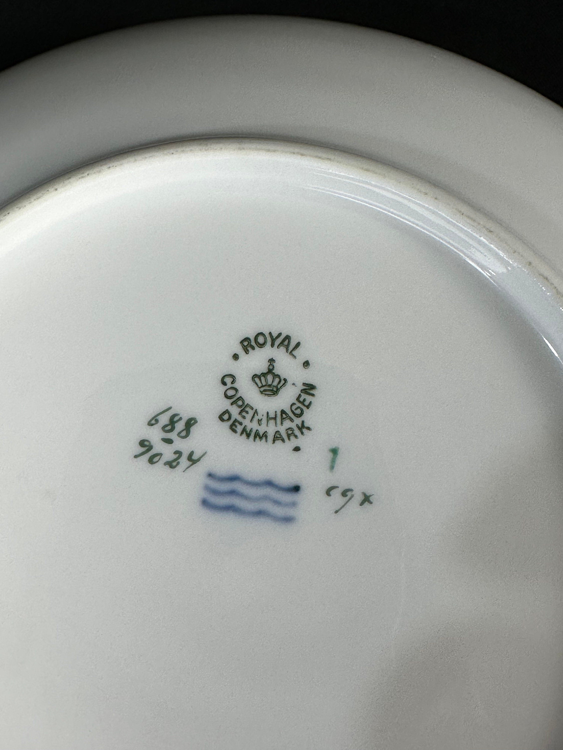 Set of 2 Royal Copenhagen Brown Rose Round Serving Bowls