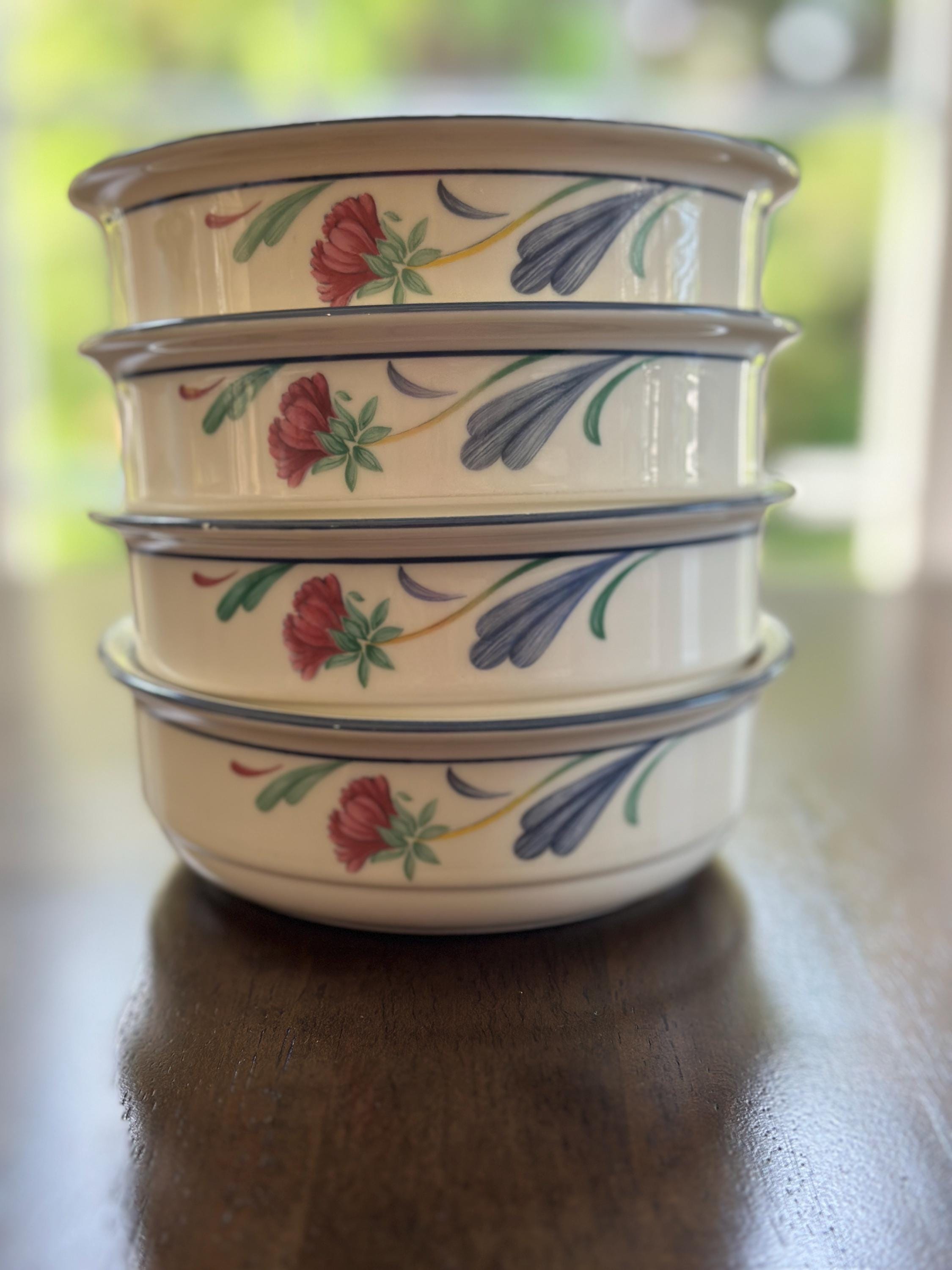 4 Lenox Poppies on Blue Bowls