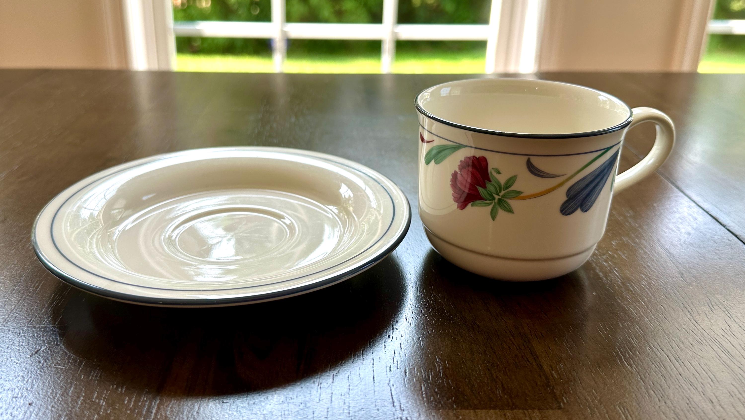 Lenox Poppies on Blue Duck Teapot and 2 Teacups