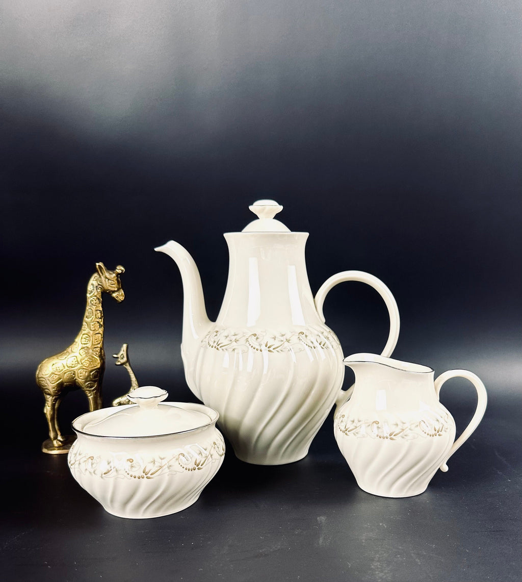 Franciscan Corinthian Coffee Pot, Creamer and Sugar Bowl