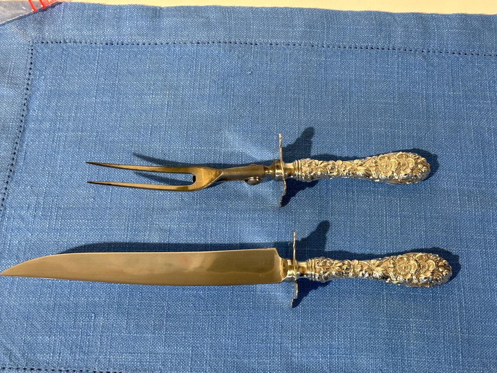 Antique Stieff Sterling Forget Me Not carving set