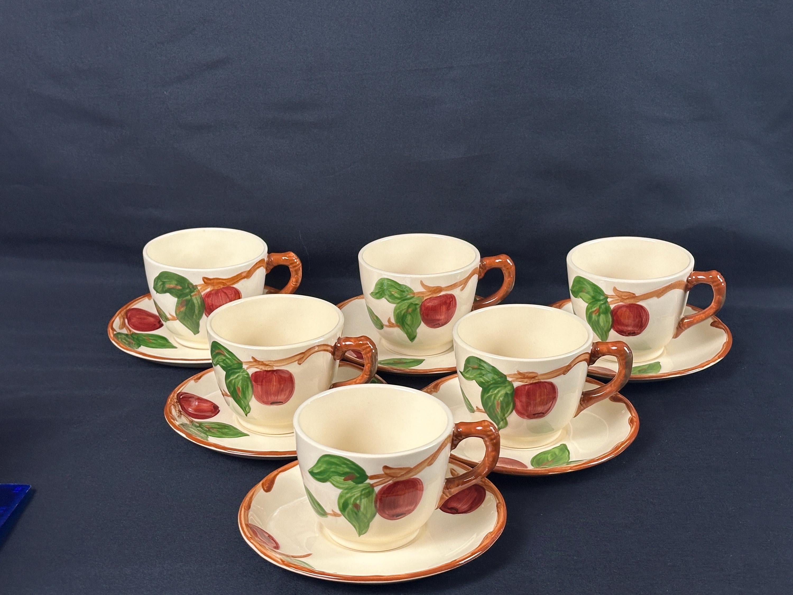 6 Franciscan Apple Cups and Saucers