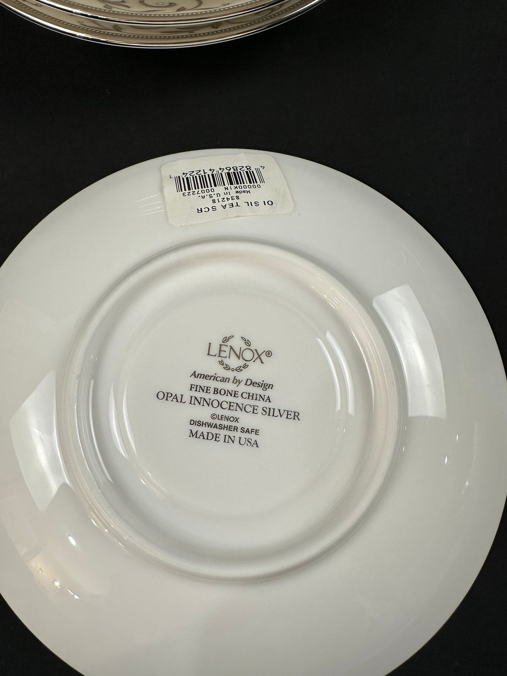 6 Lenox Opal Innocence Silver Saucers