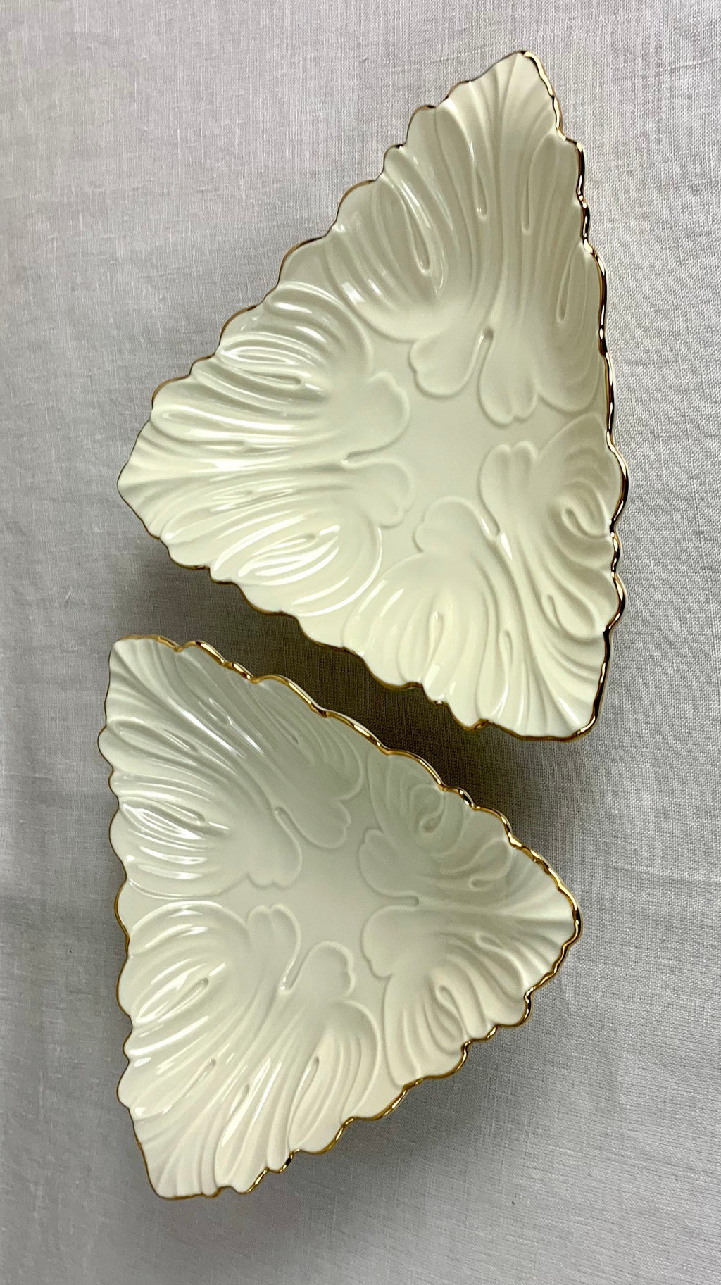 2 Lenox Triad Gold Rimmed  Bowls Triangle Shaped