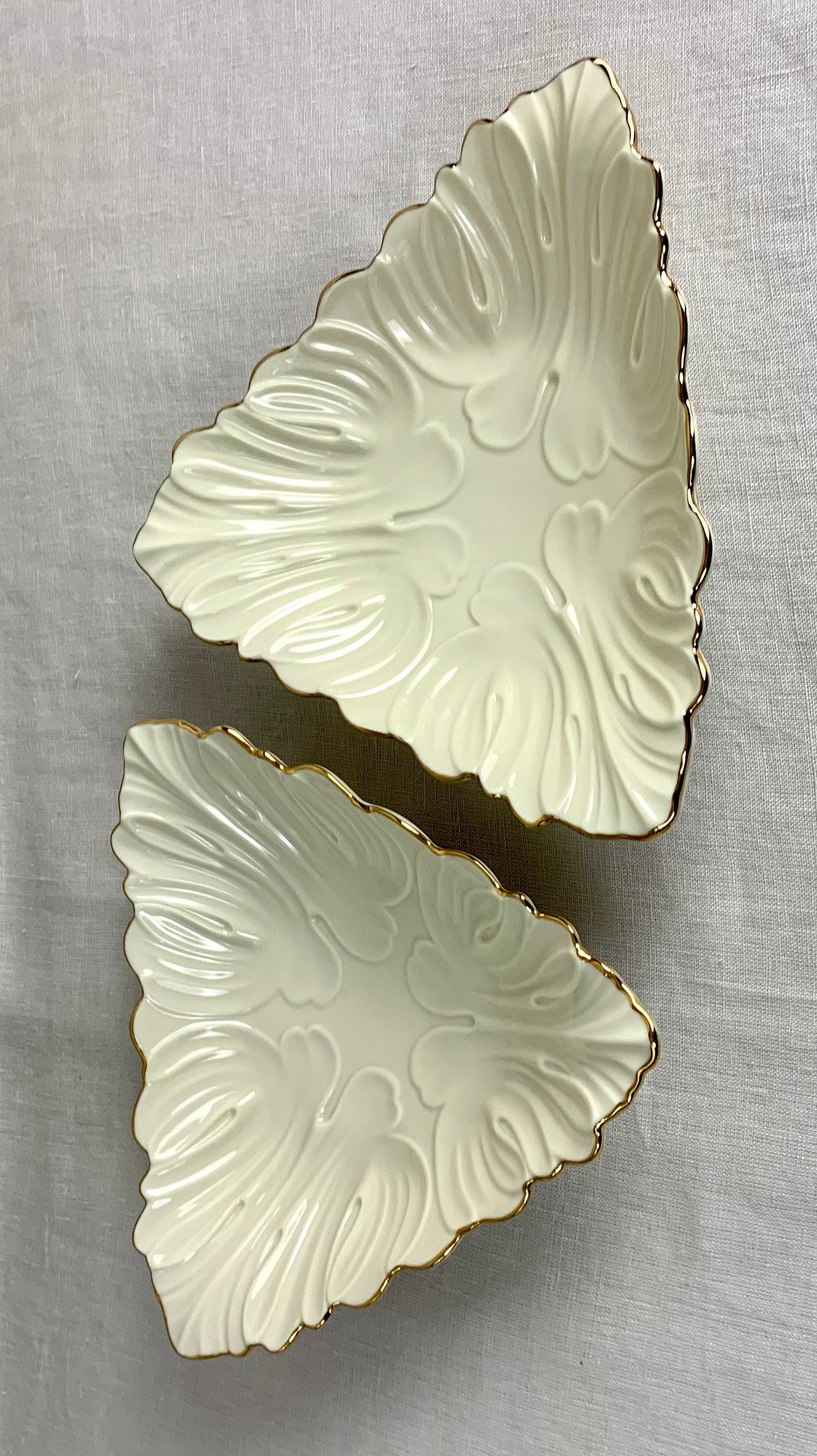 2 Lenox Triad Gold Rimmed  Bowls Triangle Shaped