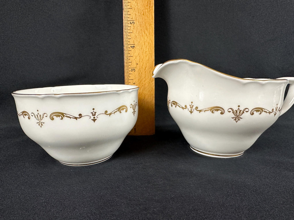 Royal Worcester Gold Chantilly Creamer and  Sugar Bowl