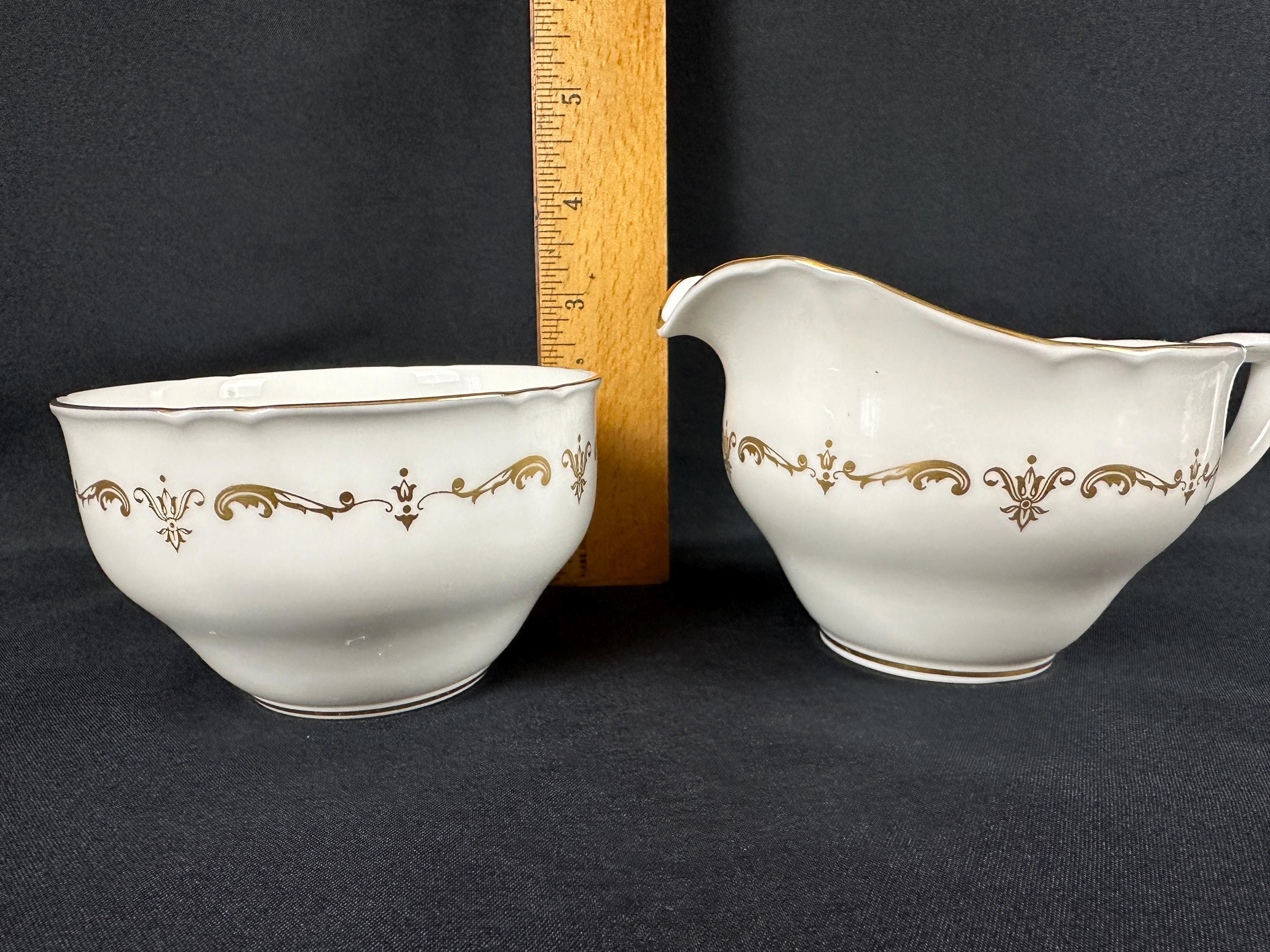 Royal Worcester Gold Chantilly Creamer and  Sugar Bowl