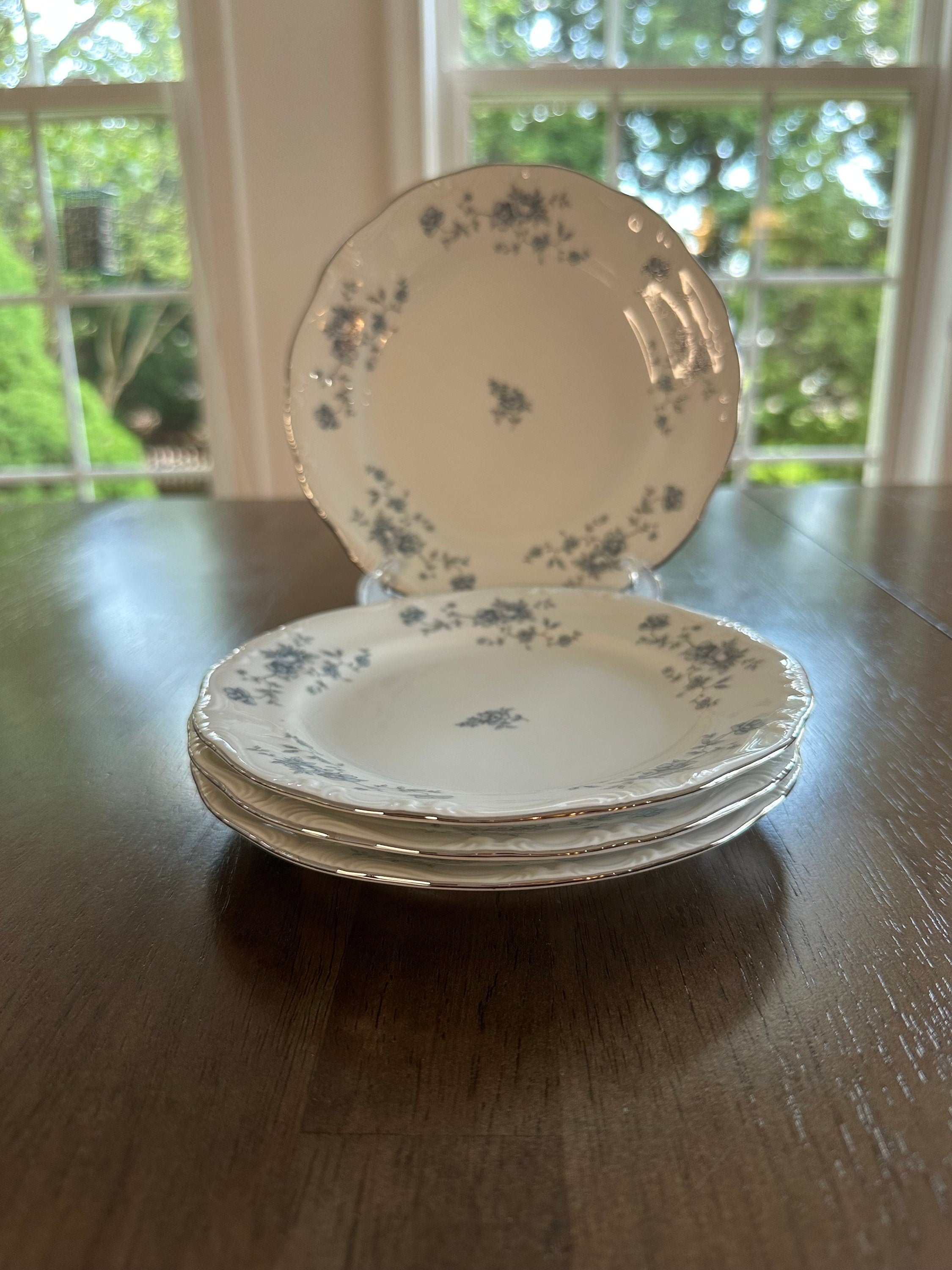 4 Johann Haviland Blue Garland Bread Plates