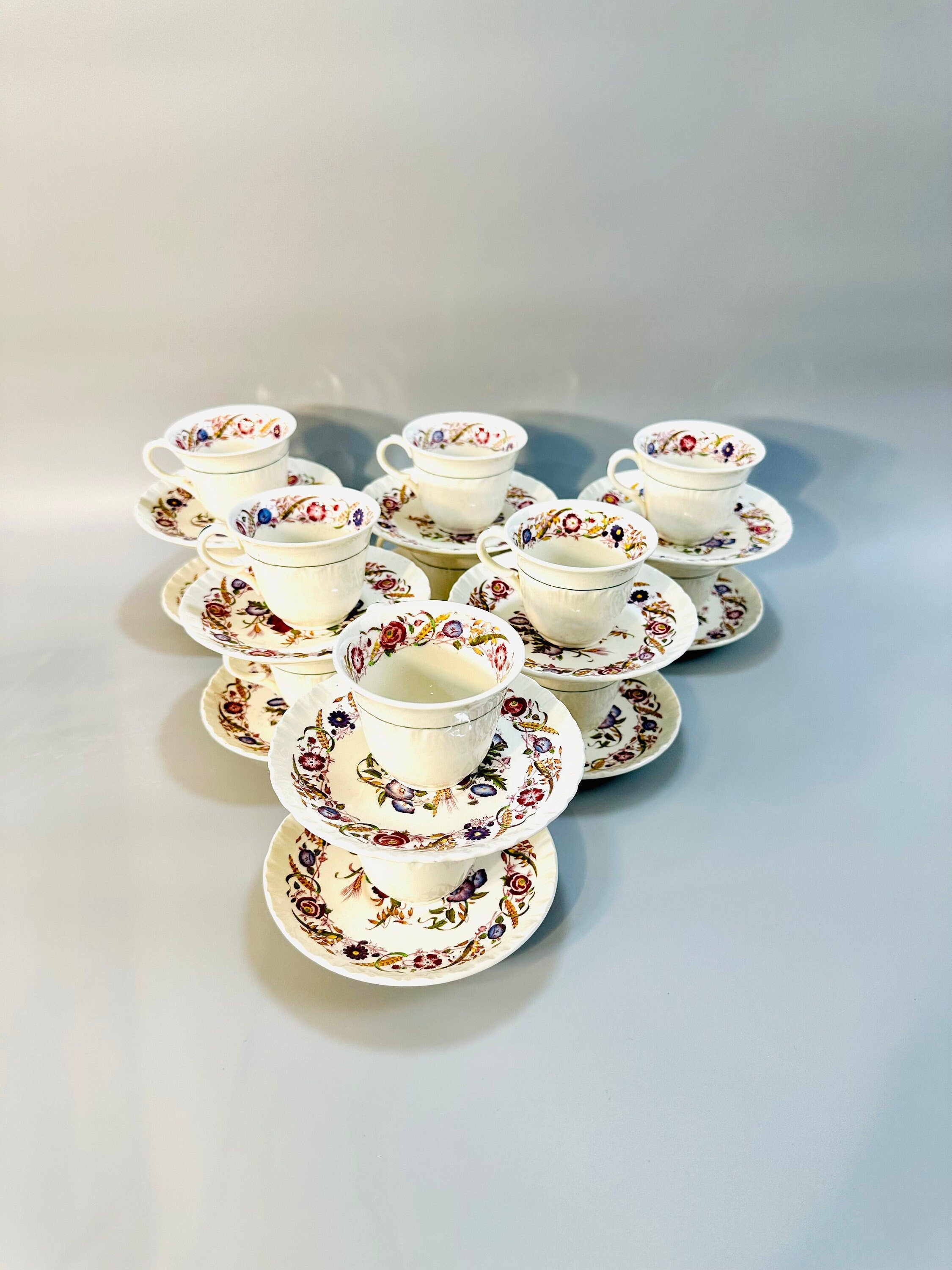 12 Wedgwood Cornflower Demitasse Cups and Saucers