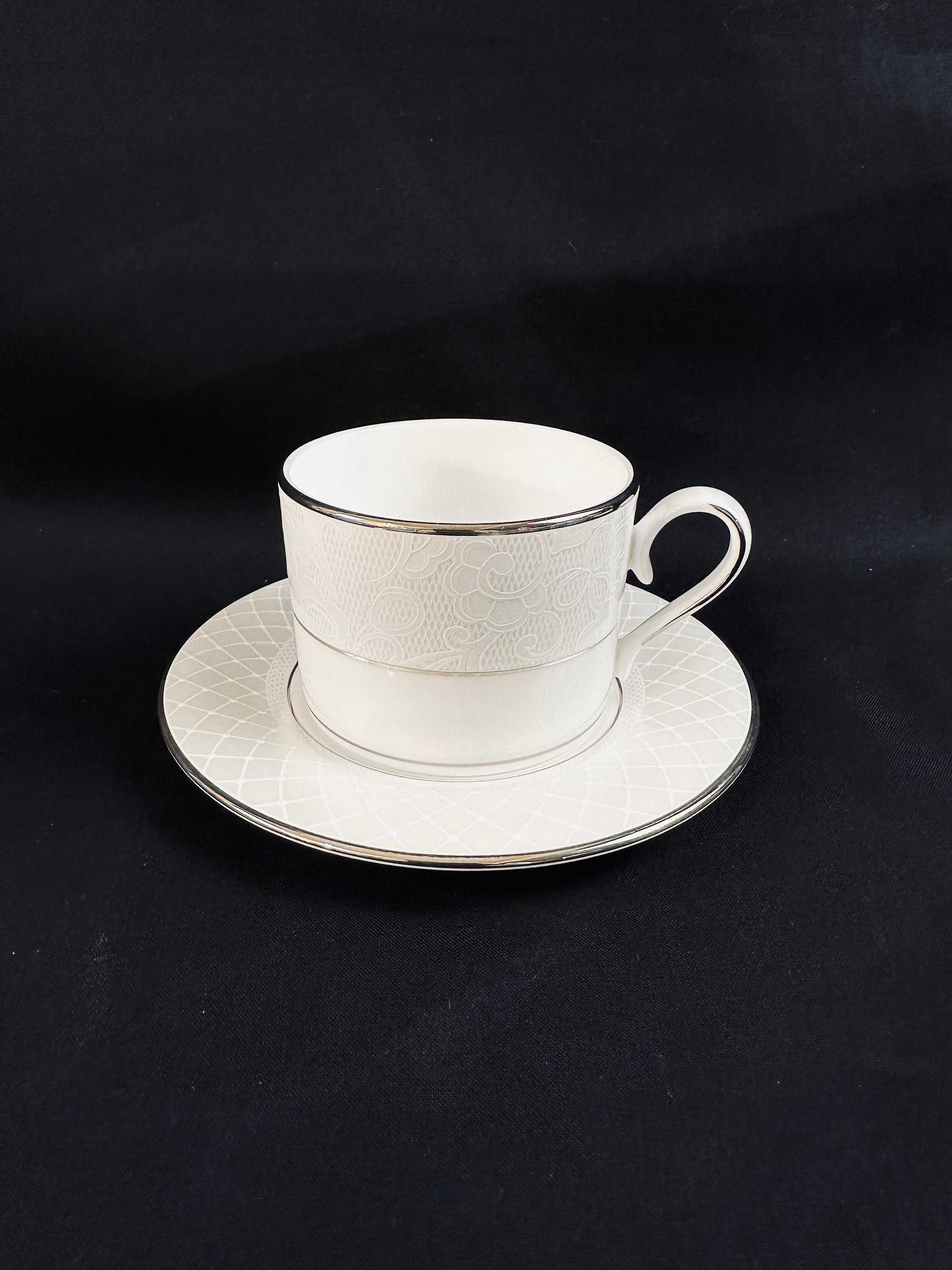 4 Lenox Venetian Lace Teacups and Saucers