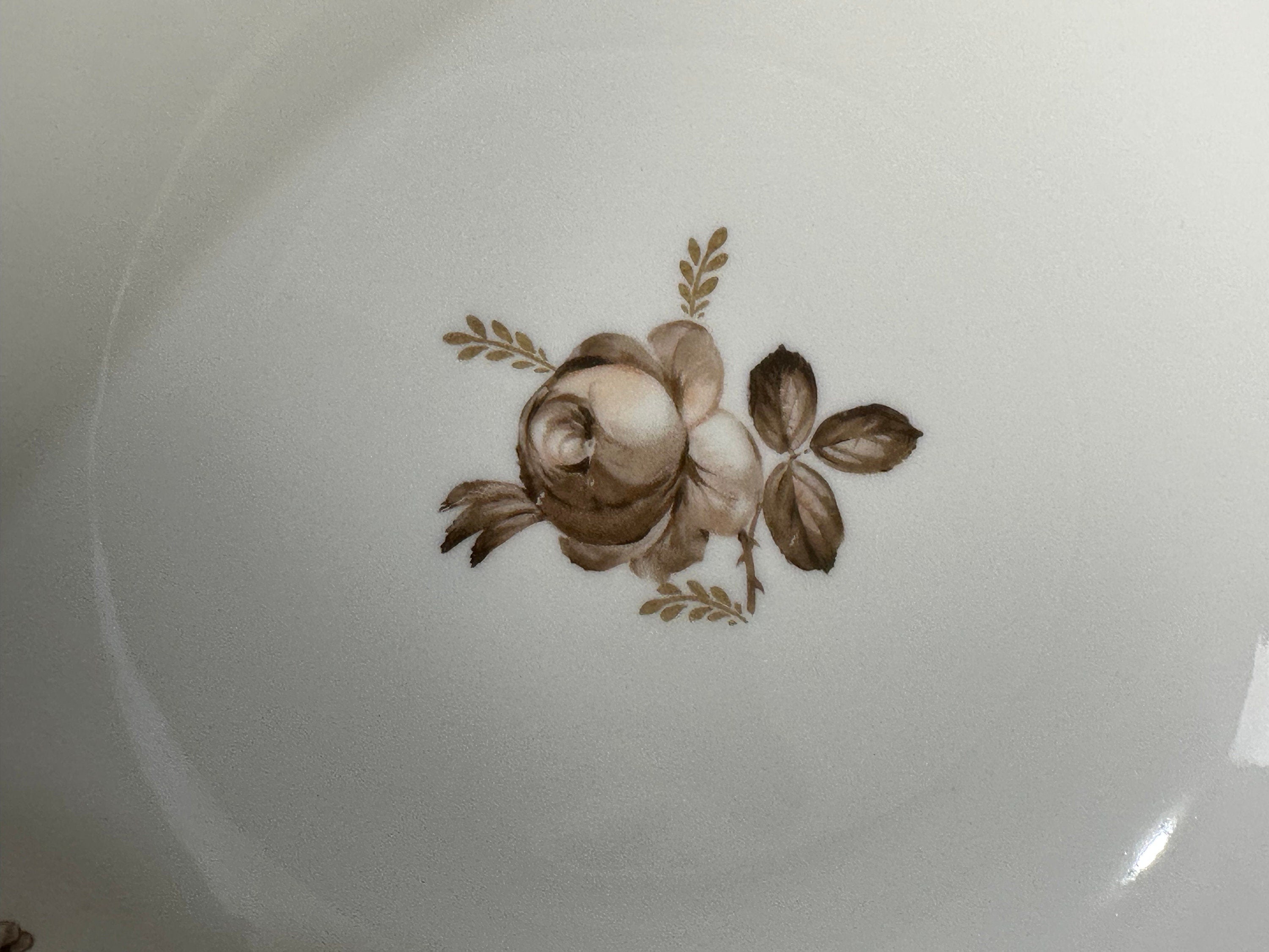 Set of 2 Royal Copenhagen Brown Rose Round Serving Bowls