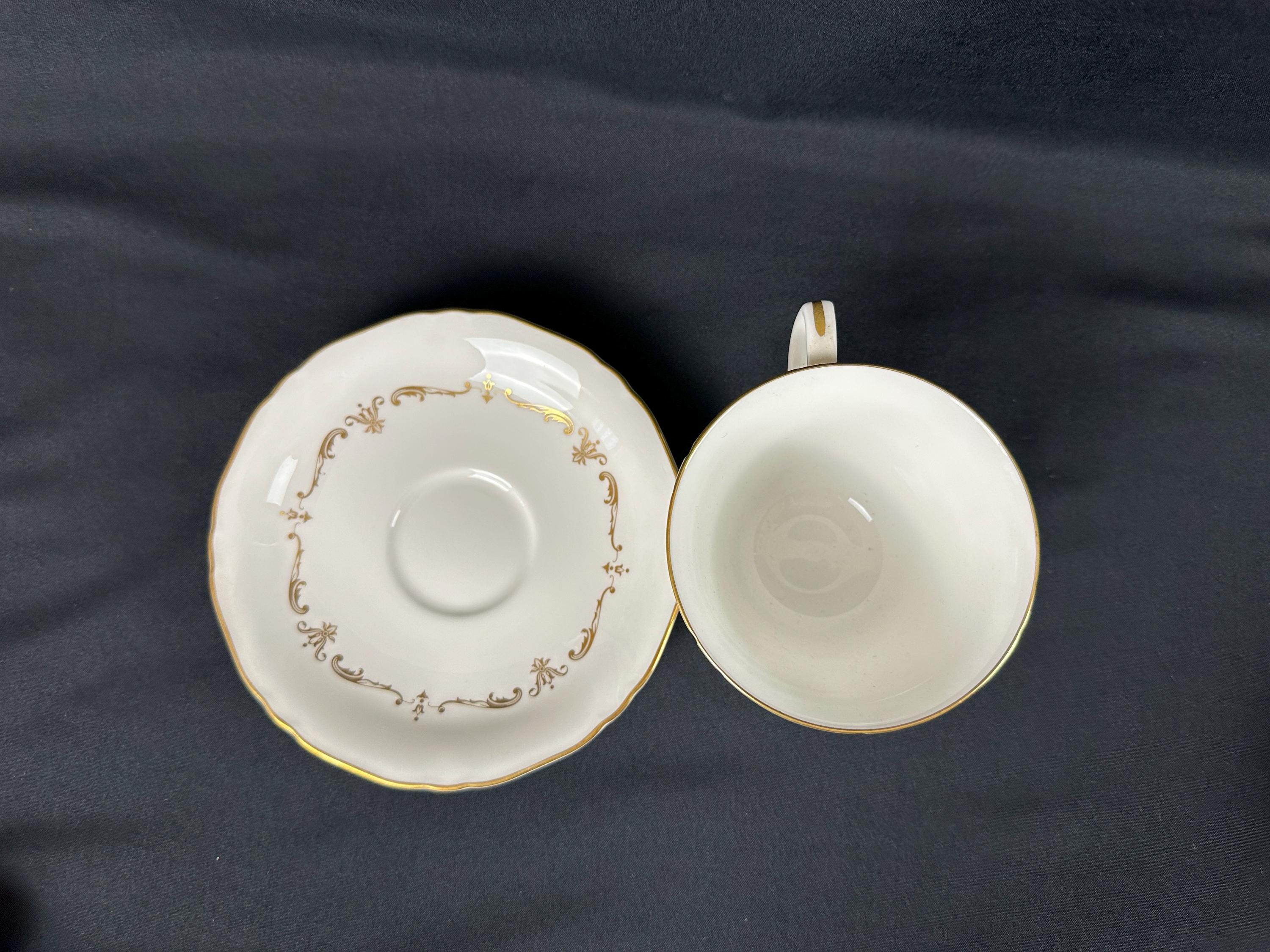 2 Royal Worcester Gold Chantilly Teacups and Saucers