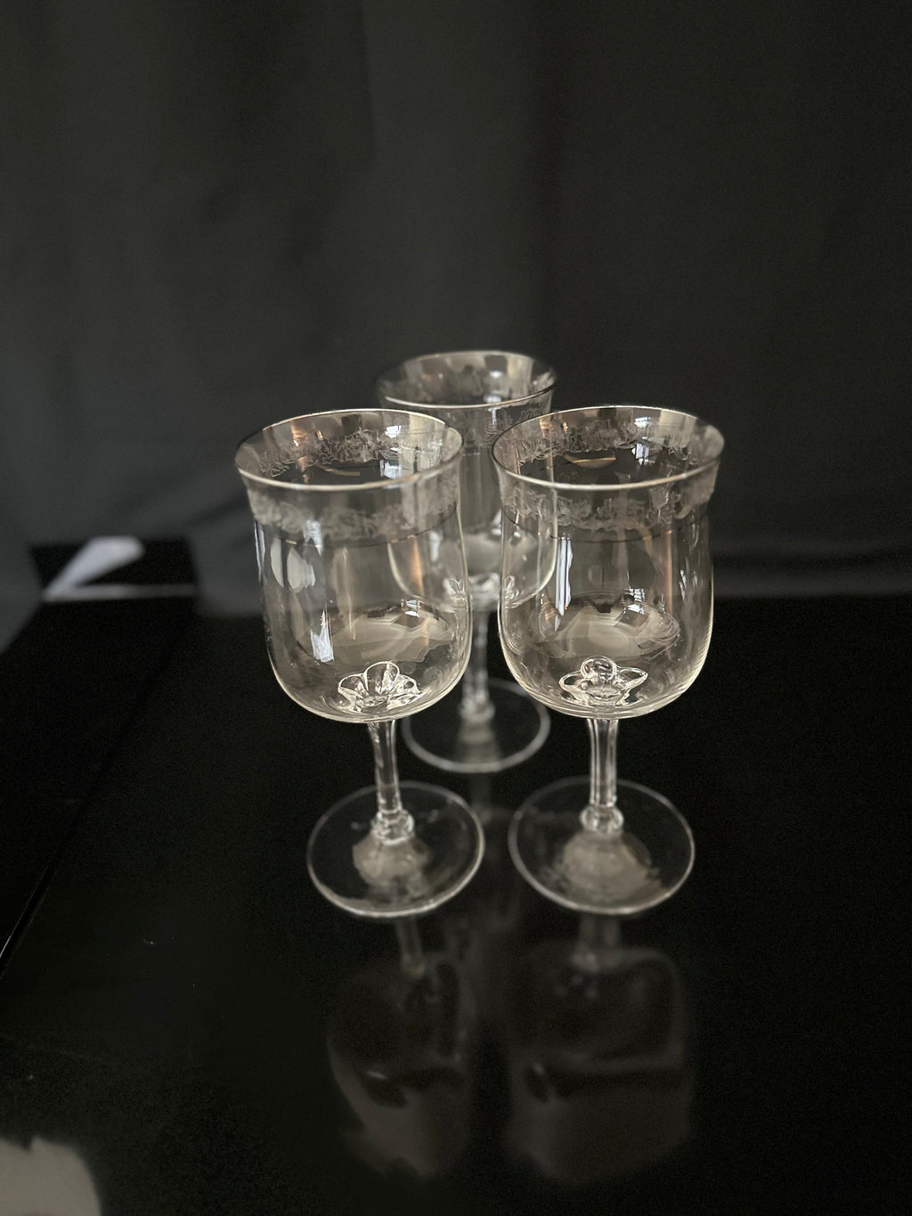 3 Lenox Moonspun Platinum Water Goblets