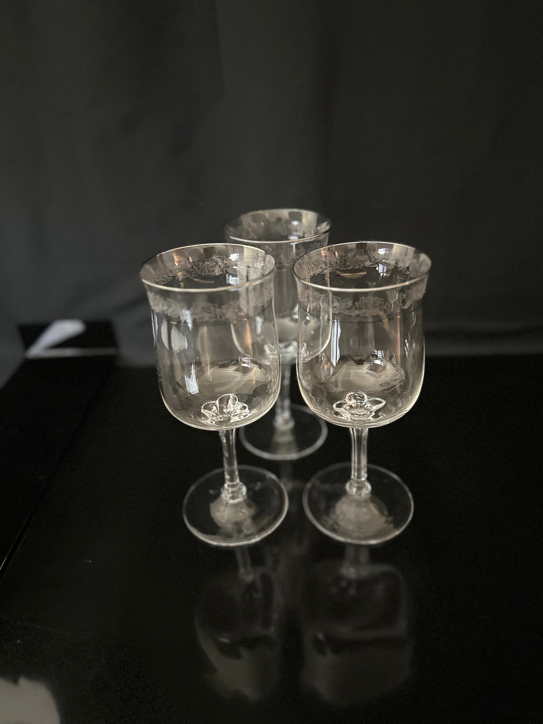 3 Lenox Moonspun Platinum Water Goblets