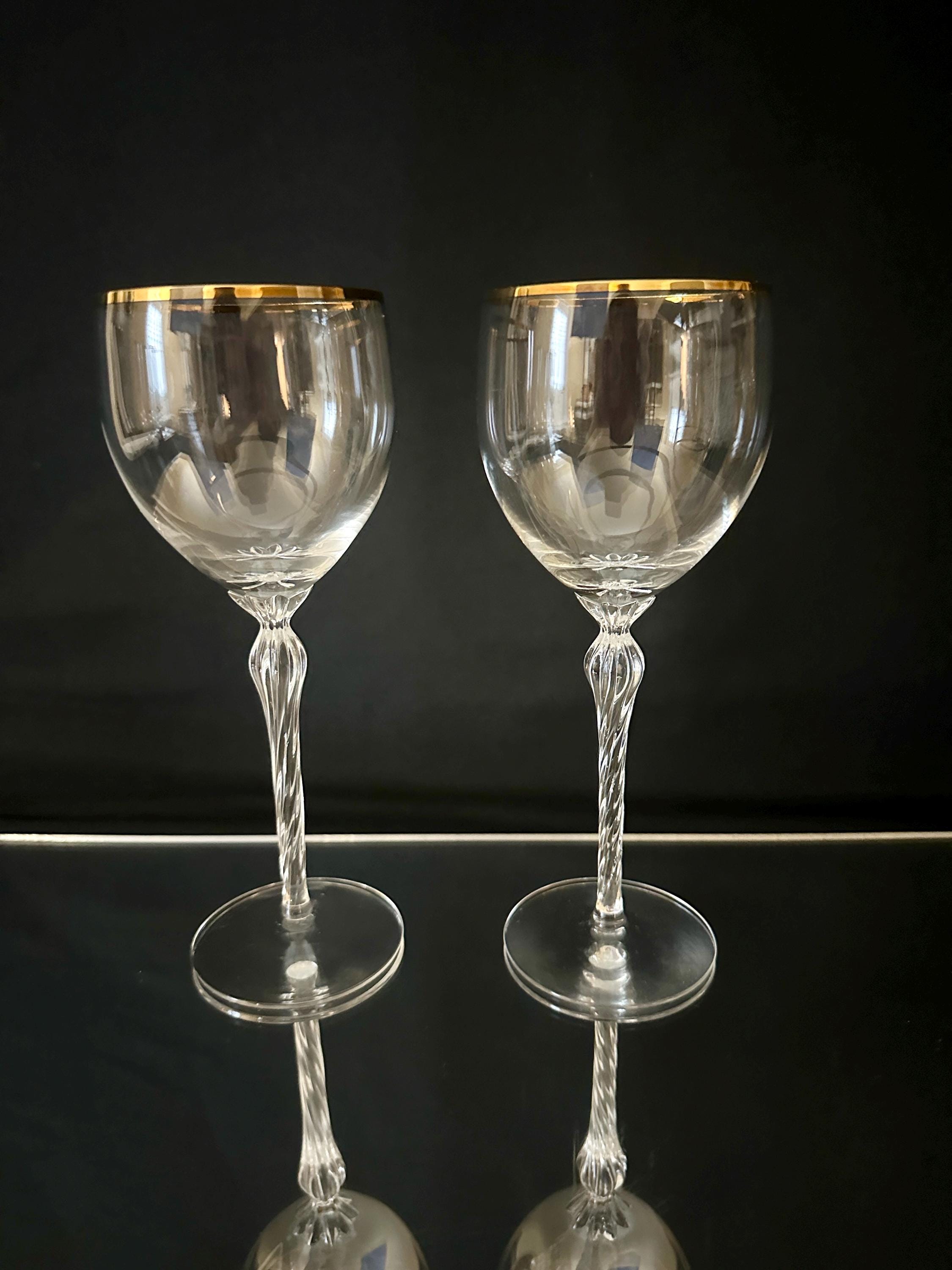 2 Lenox Monroe Gold Wine Glasses