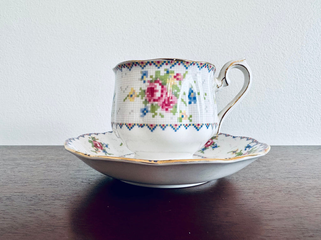 4 Royal Albert Petite Point Teacups and Saucers