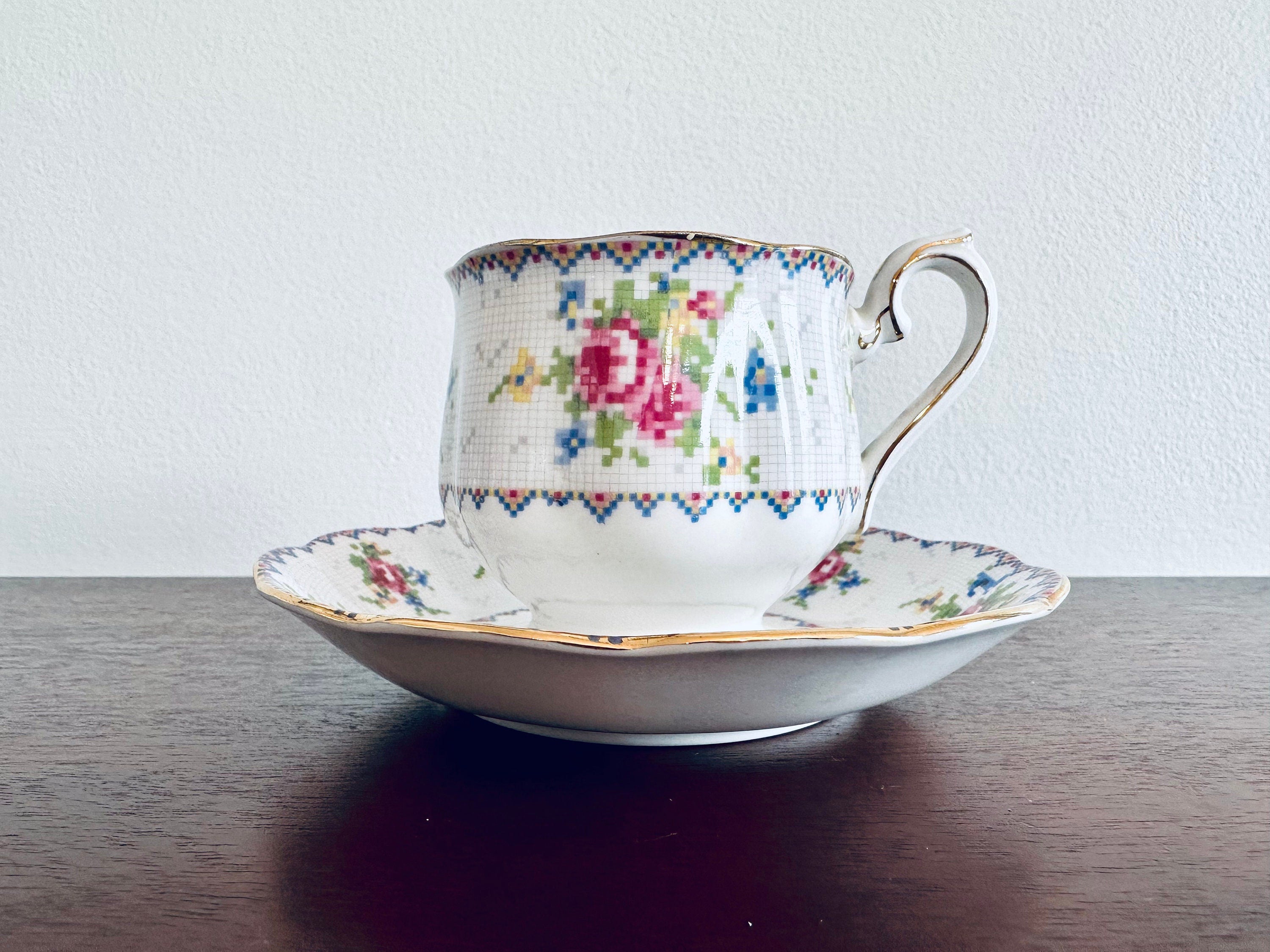 4 Royal Albert Petite Point Teacups and Saucers