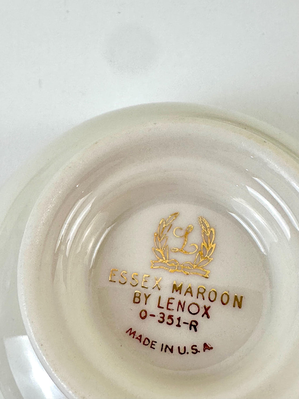 4 Lenox Essex Maroon Teacups and Saucers