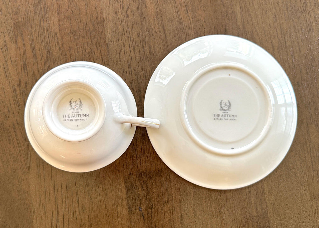 2 Lenox The Autumn Teacups and Saucers