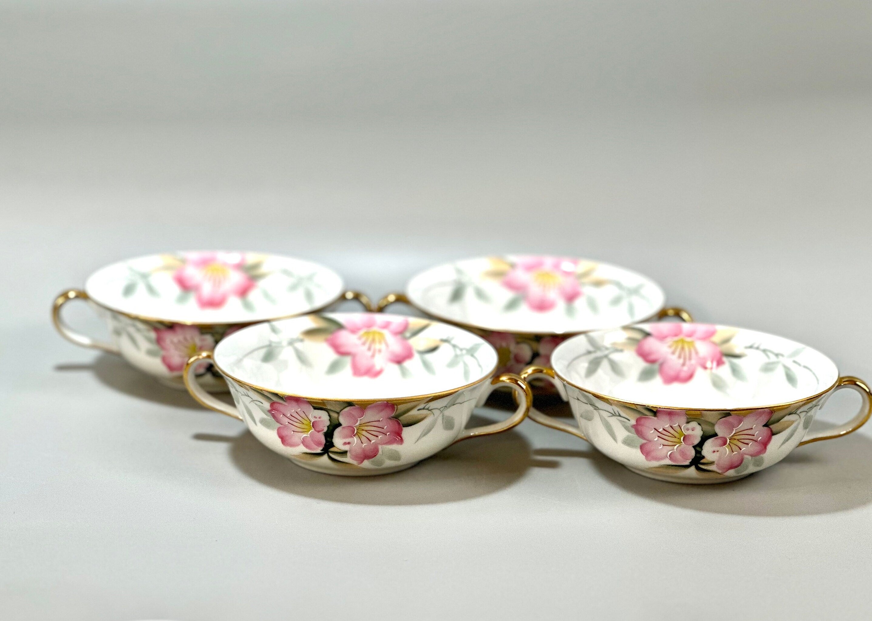 4 Noritake Azalea Flat Cream Soup Bowls