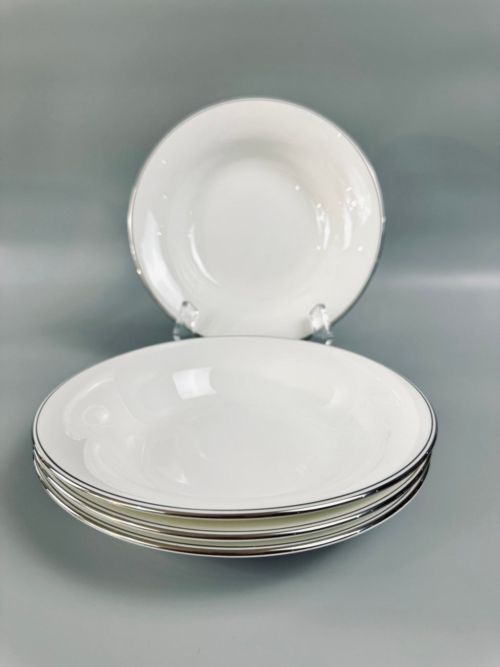 4 Wedgwood Doric Platinum Soup Bowls