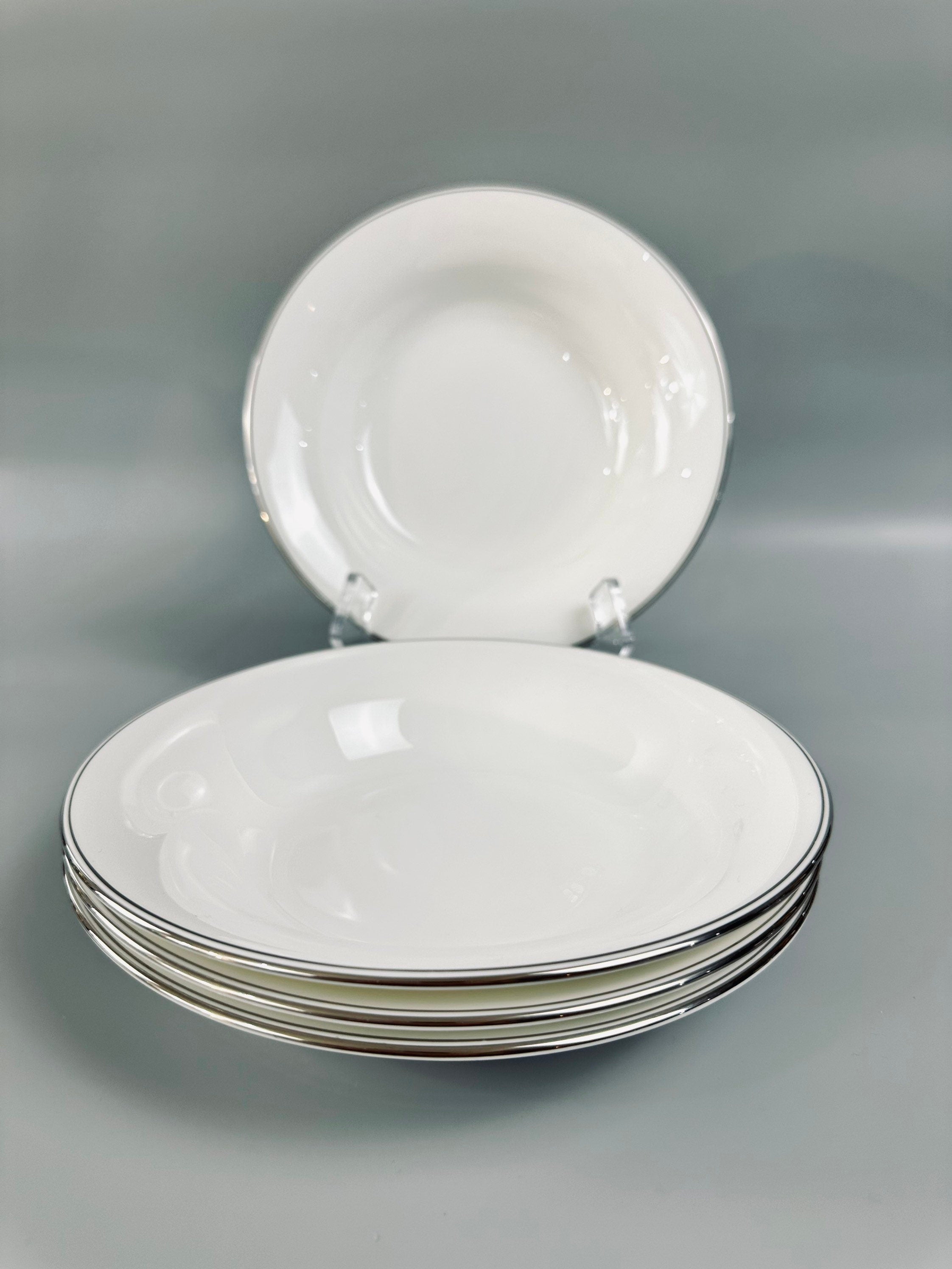 4 Wedgwood Doric Platinum Soup Bowls