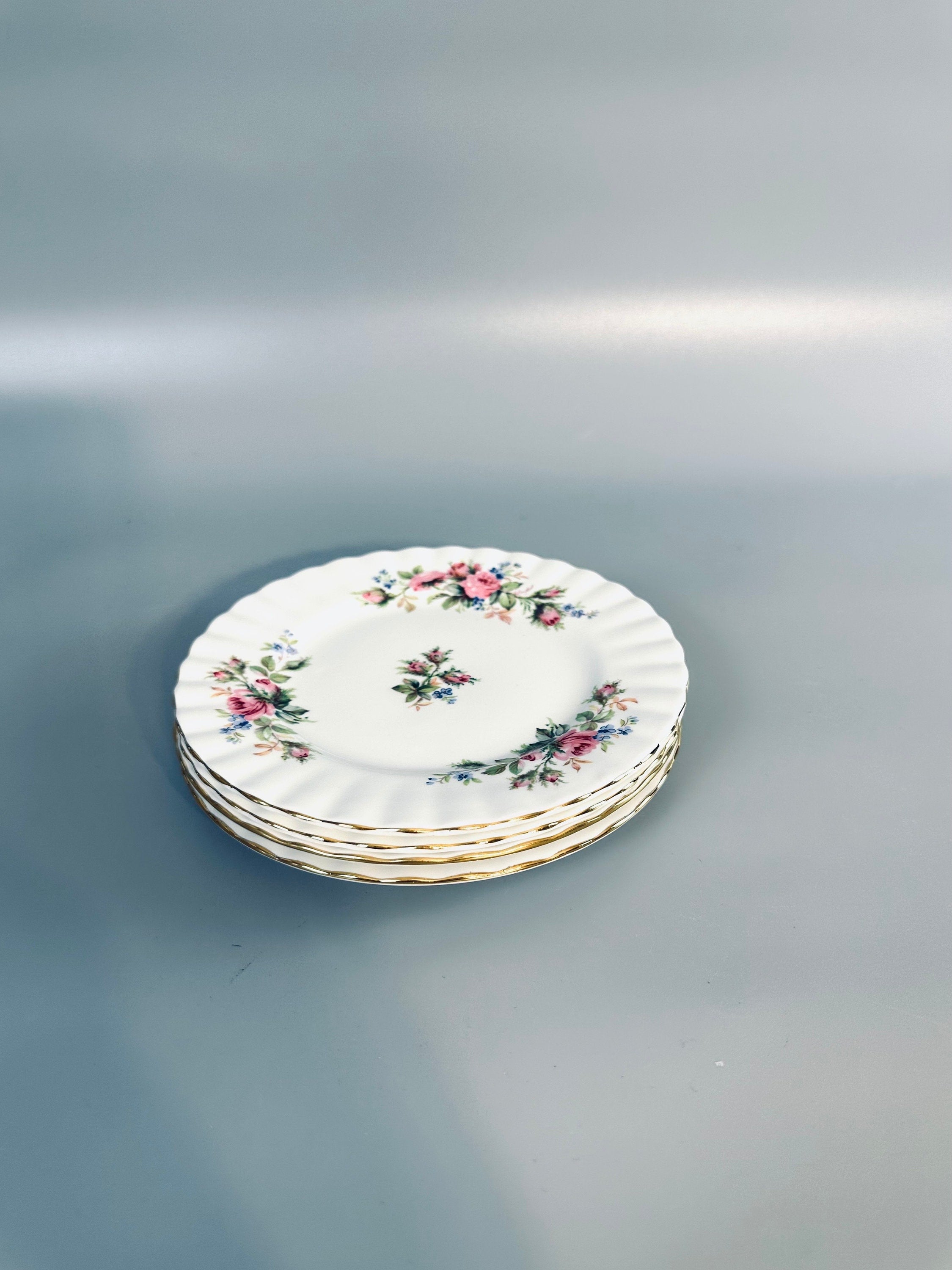 4 Royal Albert Moss Rose Bread Plates
