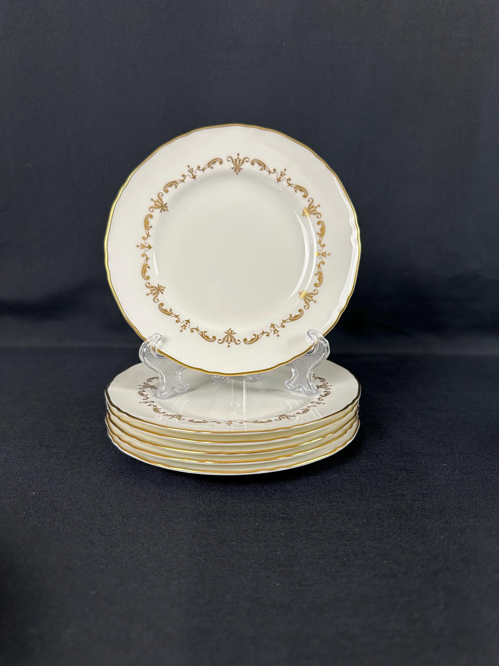 6 Royal Worcester Gold Chantilly Salad Dessert Plates