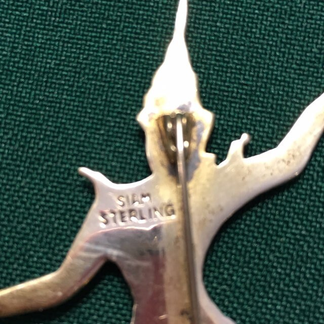 Sterling Silver Siam Dancing Man Enameled Pin