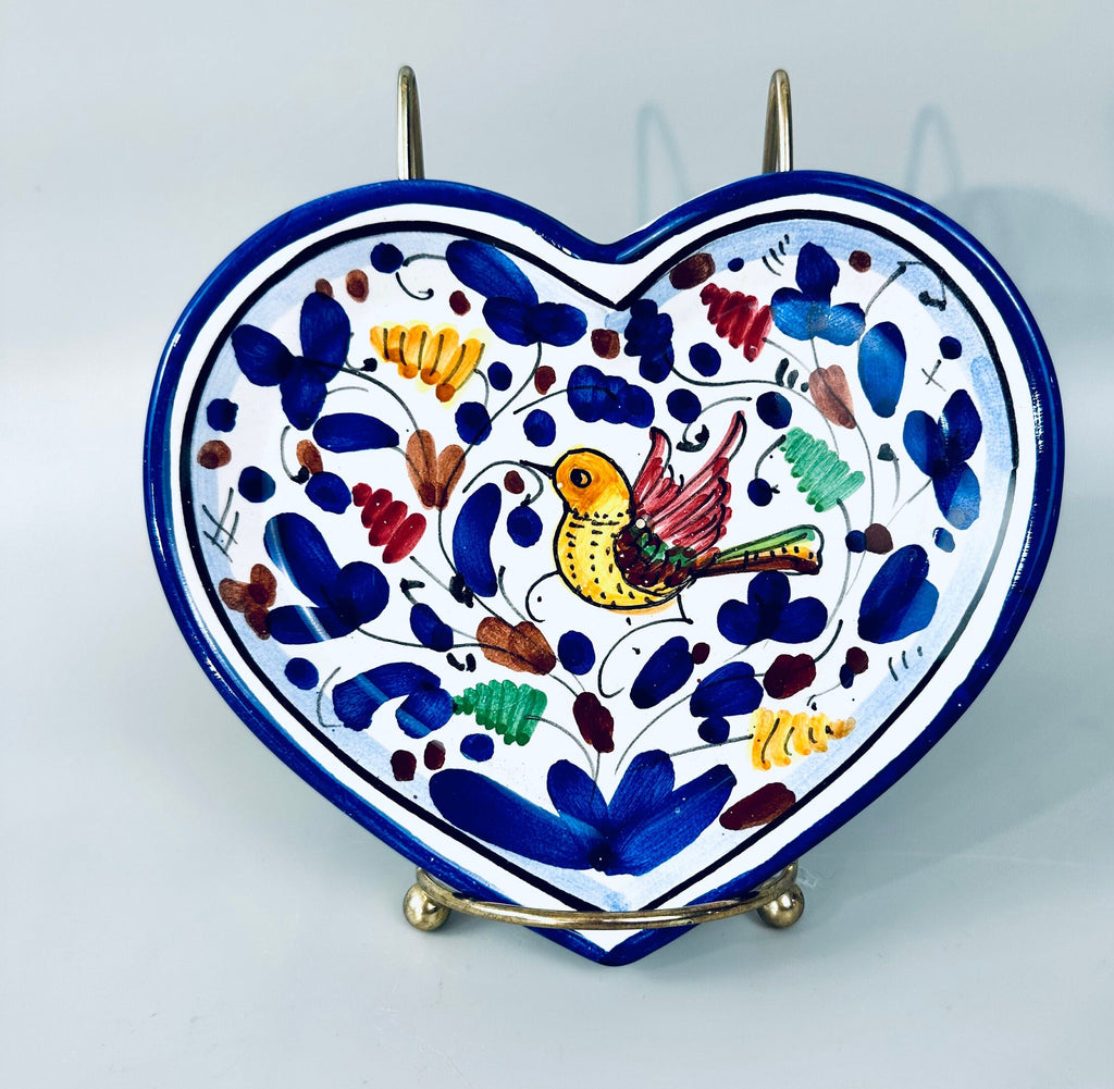 A Pair of Hand Painted Italian Serving Pieces Featuring Birds