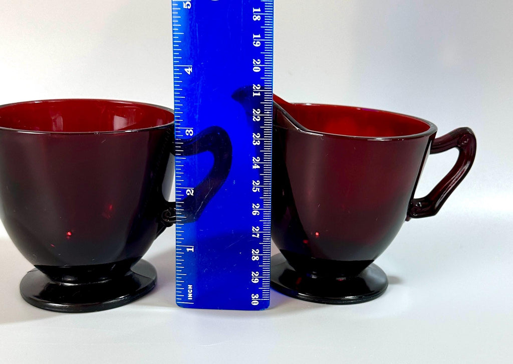 Royal Ruby Glass Creamer and Sugar Bowl by Anchor Hocking
