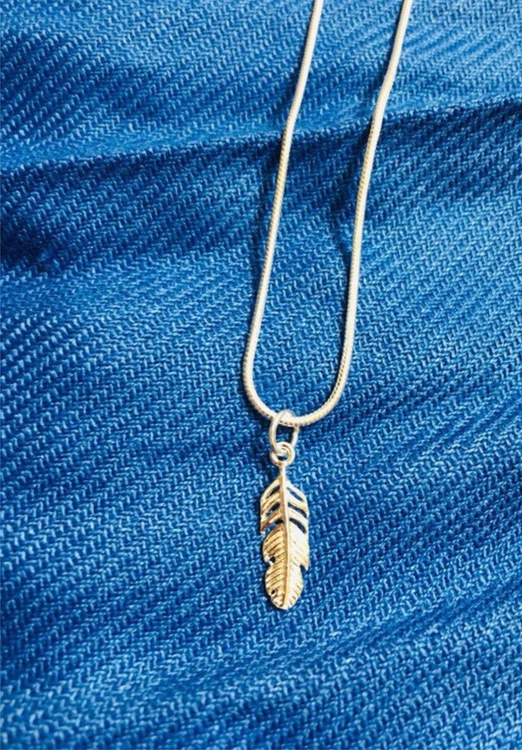 Sterling Silver Feather Charm Necklace - Delicate 18” Chain