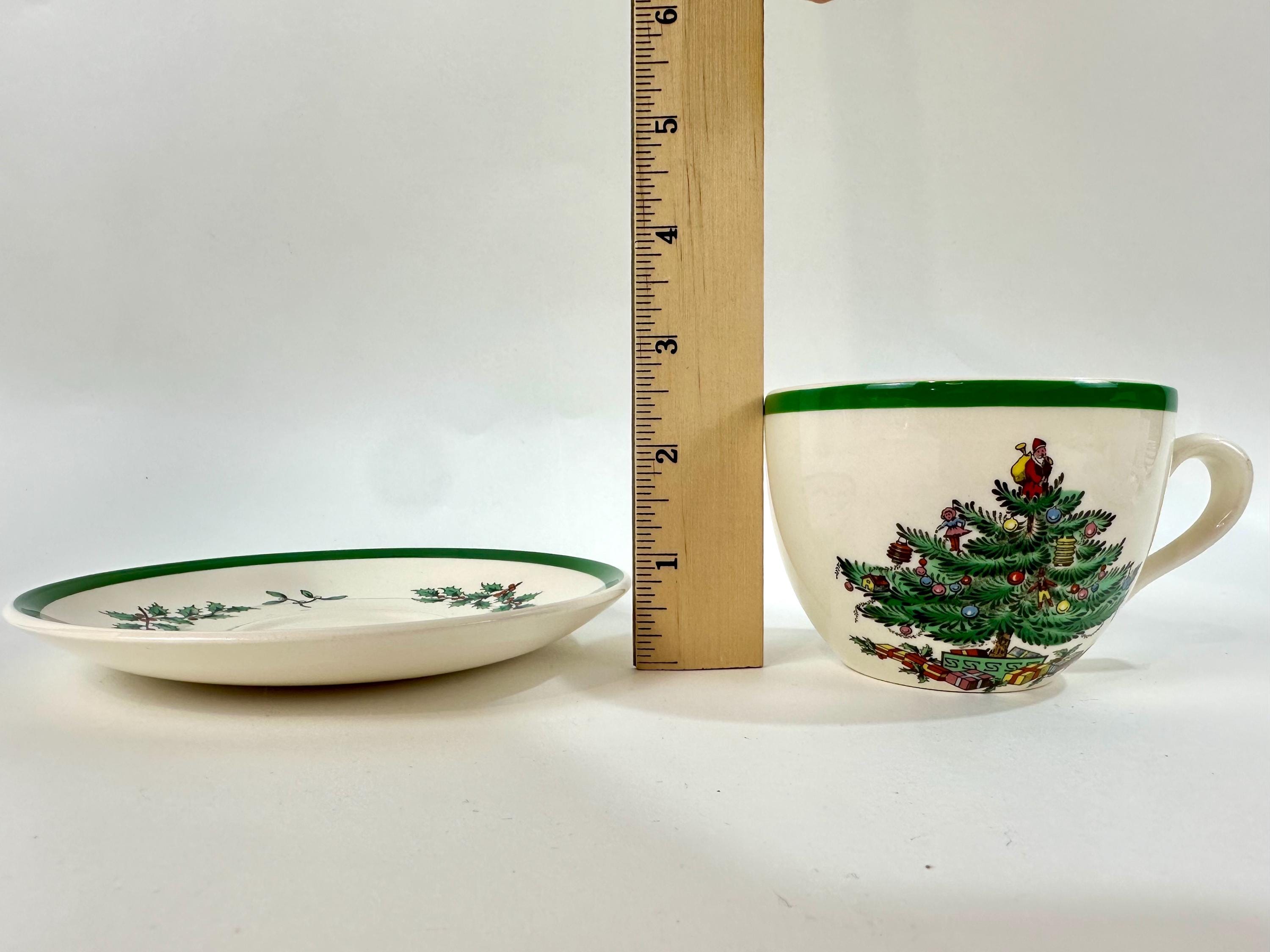 4 Spode Christmas Tree Tea Cups and Saucers set of Teacups