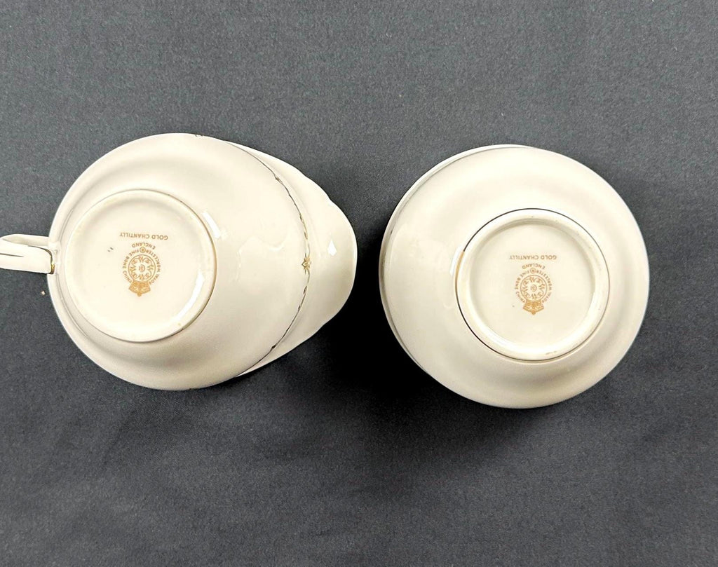 Royal Worcester Gold Chantilly Creamer and  Sugar Bowl