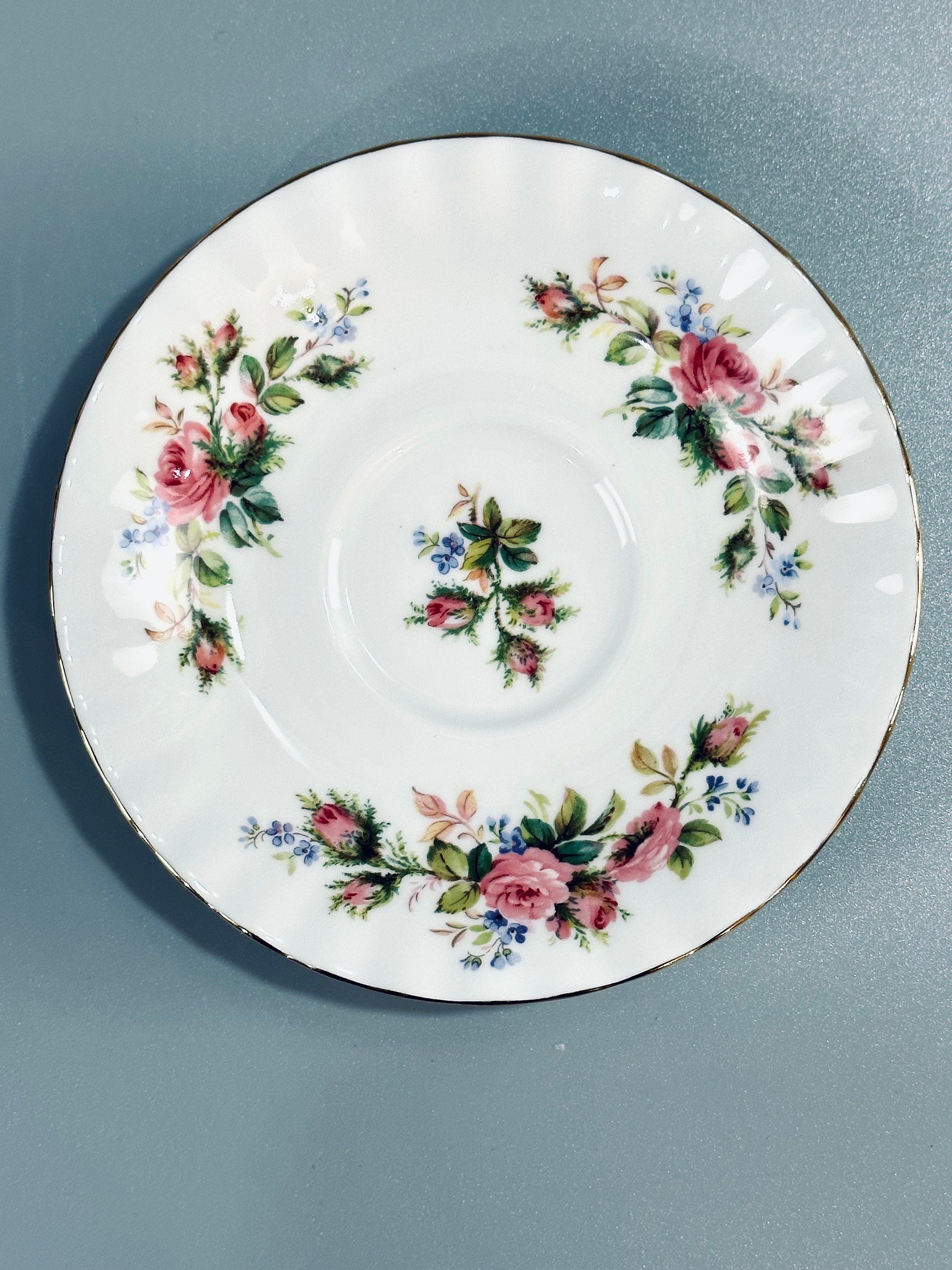 2 Royal Albert Moss Rose Teacups and Saucers