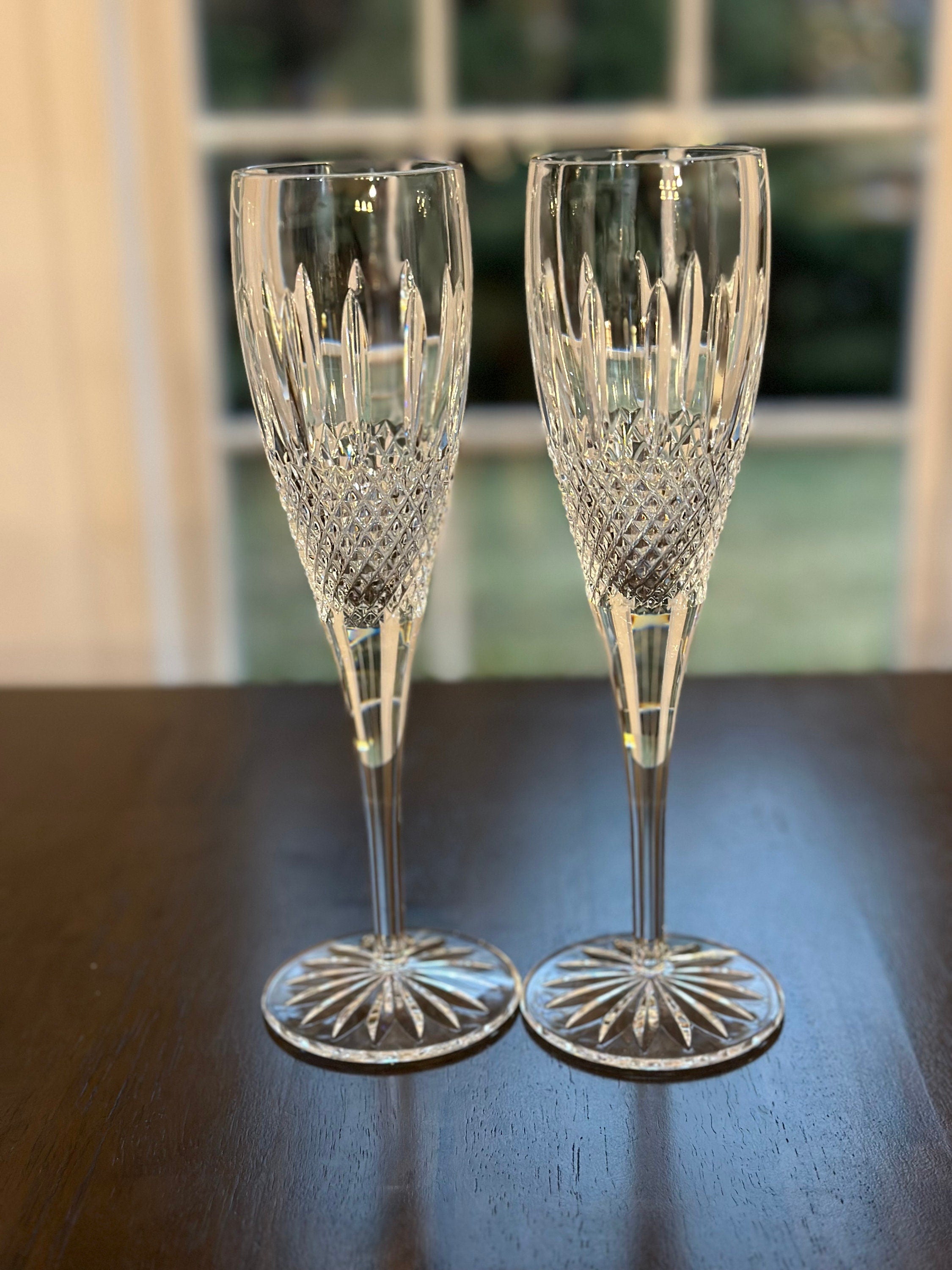 6 Waterford Glenmede Crystal Champagne Flutes