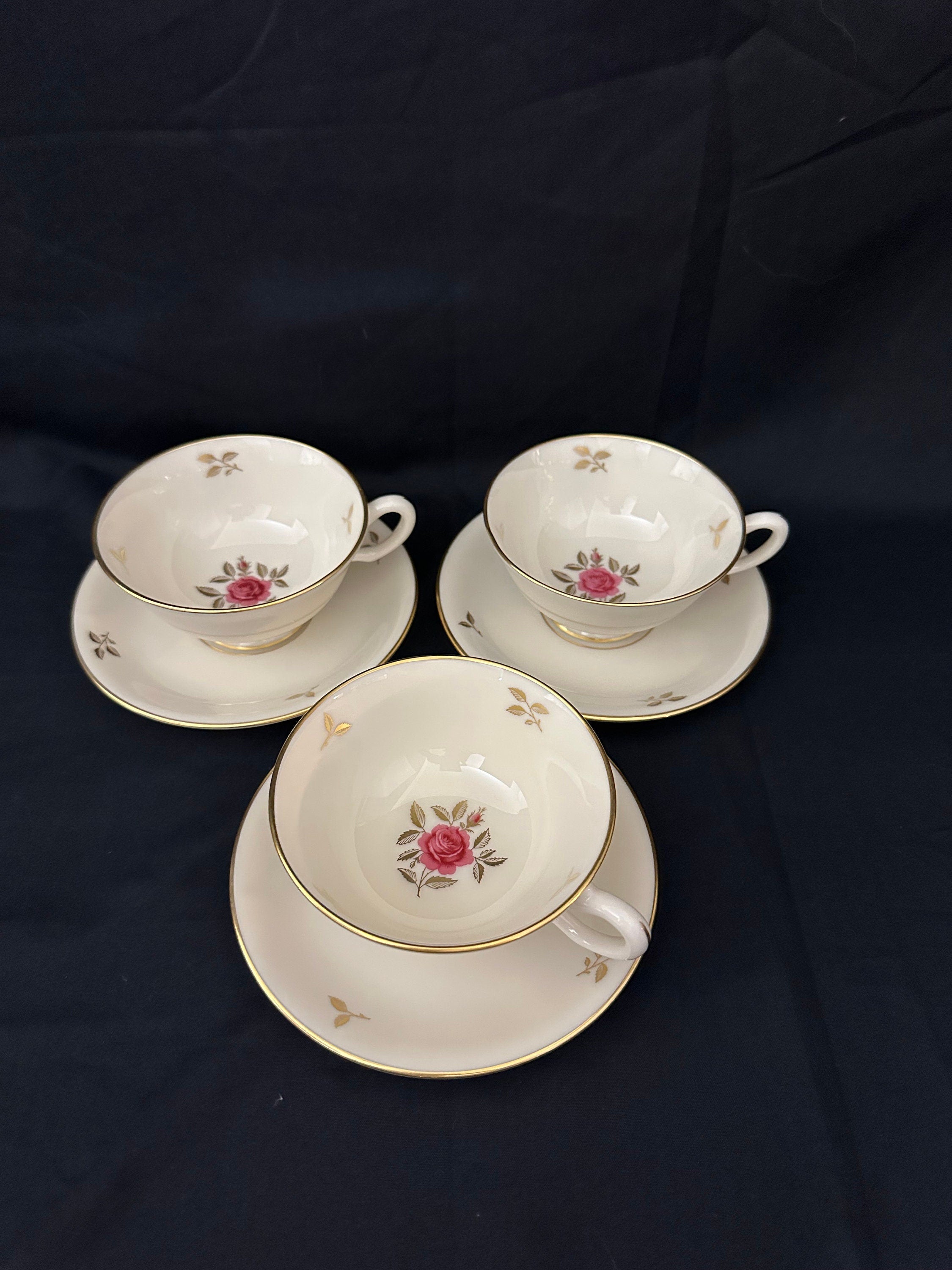 3 Lenox Rhodora Teacups and Saucers