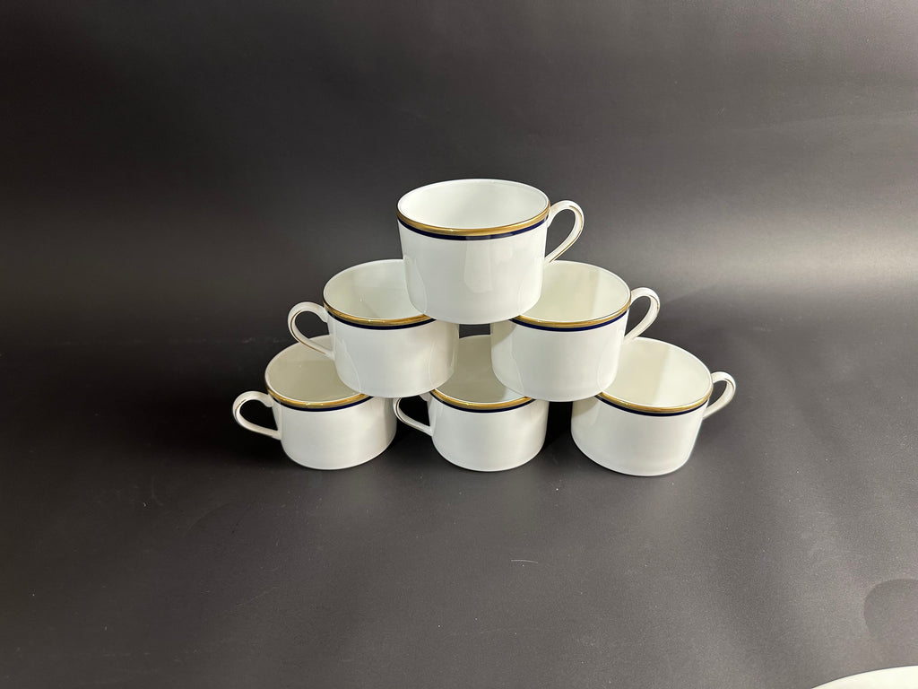 Six Lenox “Library Lane Navy” Teacups /Flat Mugs by Kate Spade