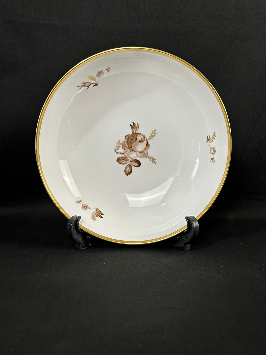 Set of 2 Royal Copenhagen Brown Rose Round Serving Bowls