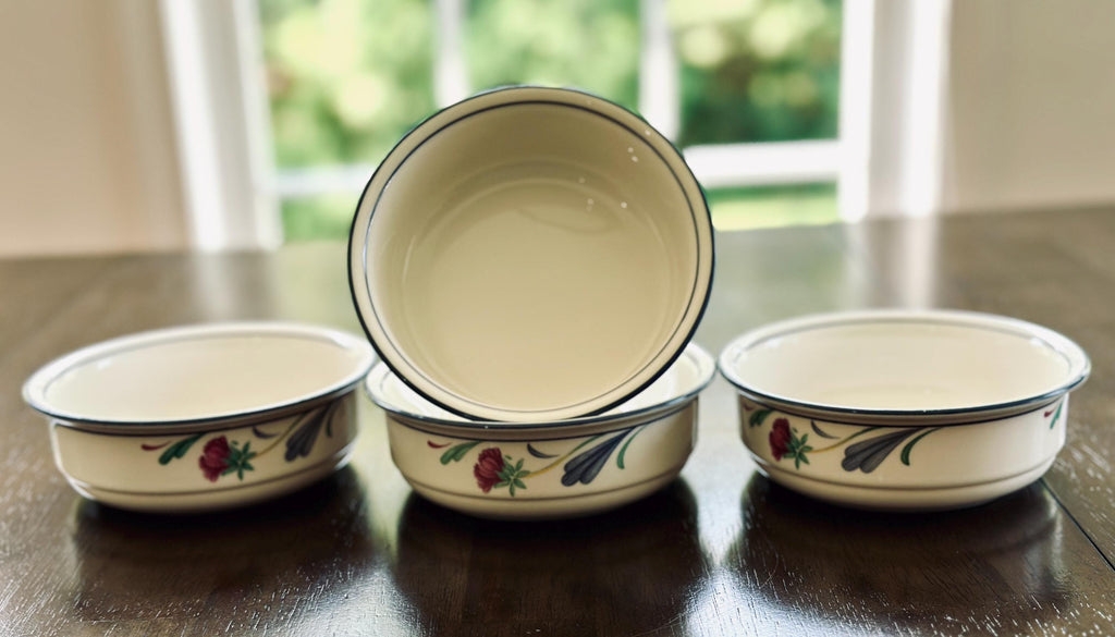 4 Lenox Poppies on Blue Bowls