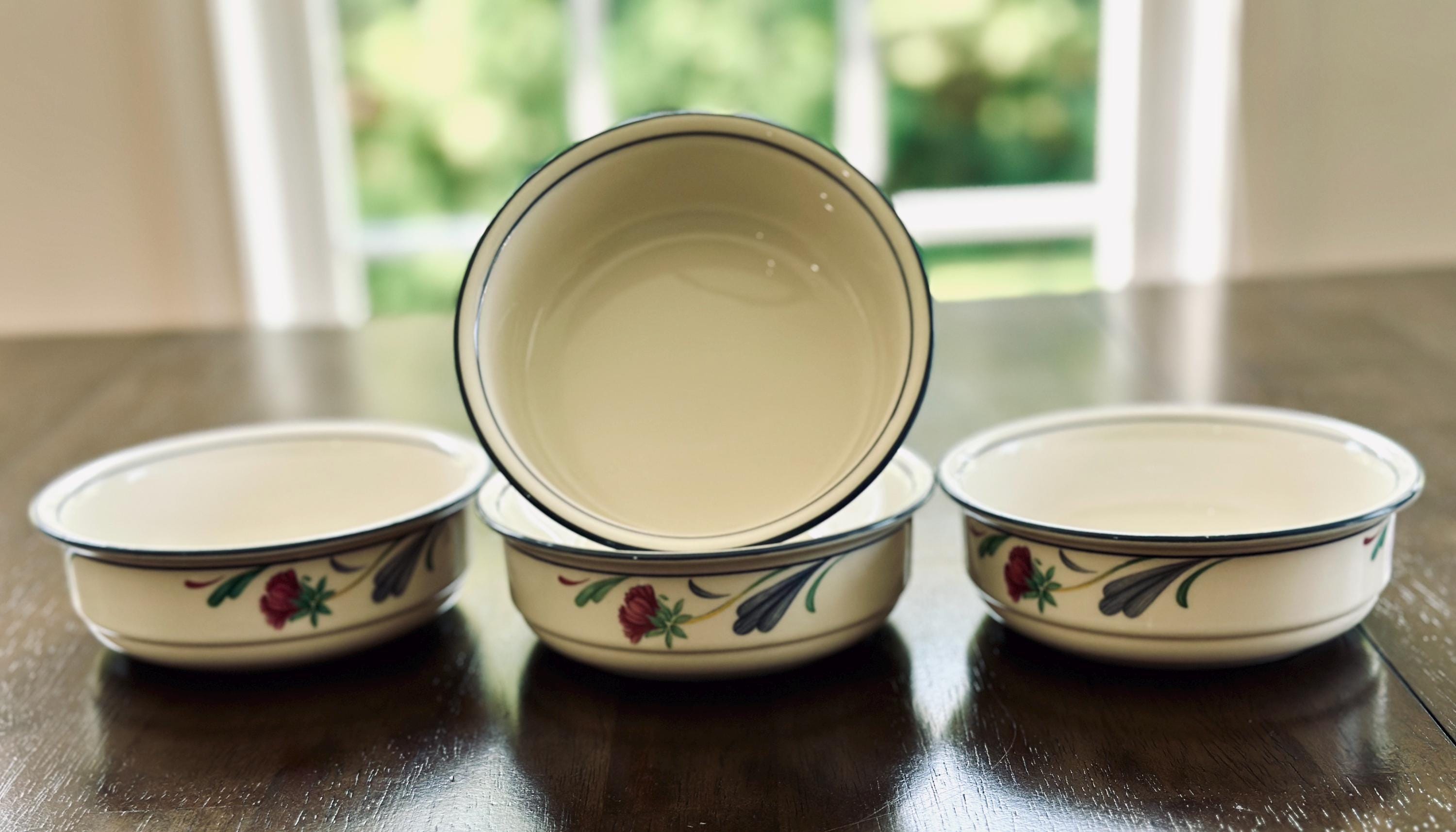 4 Lenox Poppies on Blue Bowls