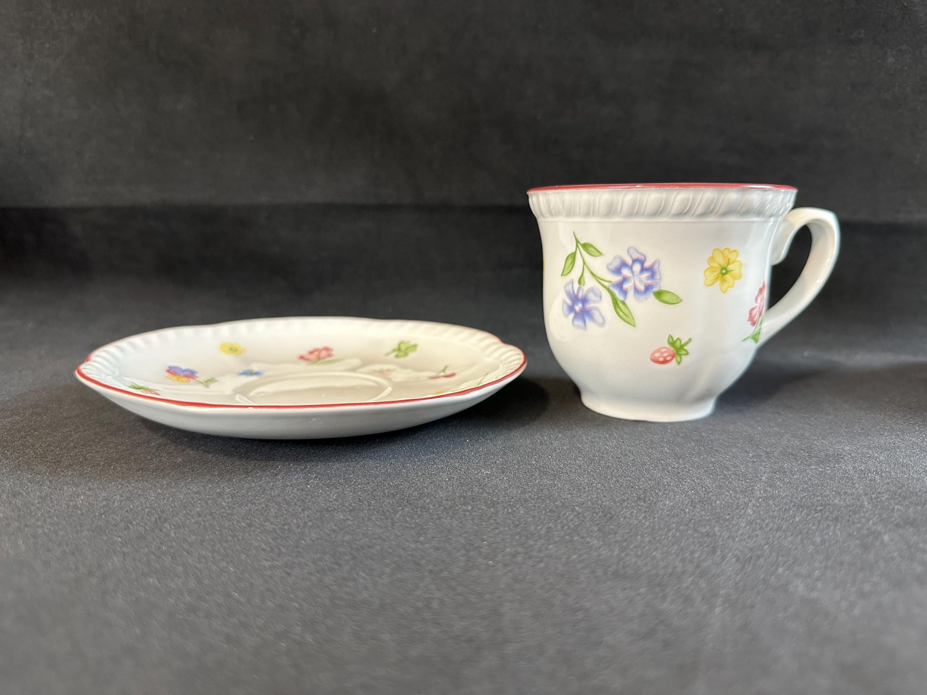 3 Johnson Brothers Fleurette Teacups and Saucers