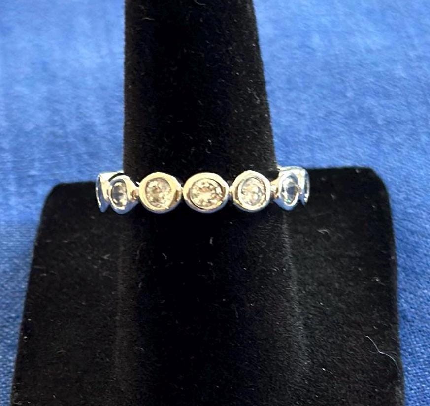 Vintage Sterling Silver Cubic Zirconia Wedding/Anniversary Band