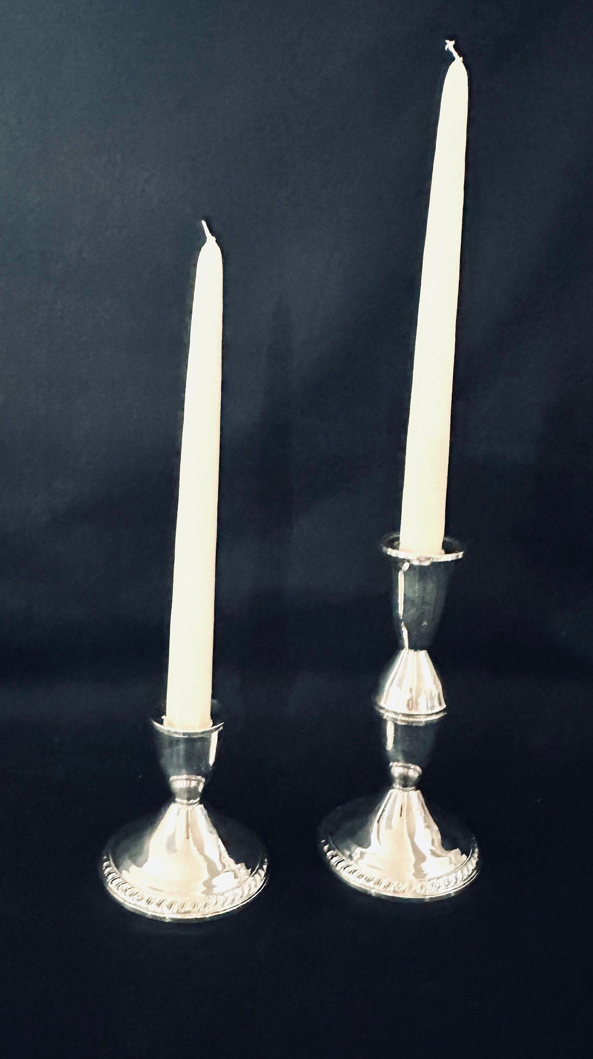 2 Sterling Silver Weighted Duchin Convertible Candleabras