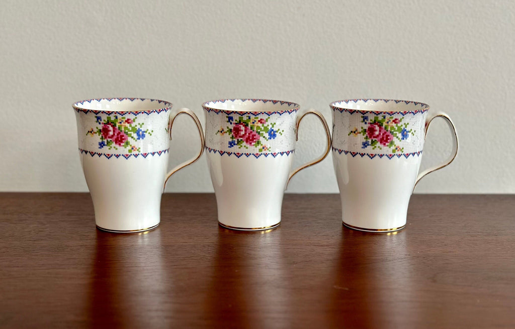 3 Royal Albert Petite Points Tall Mugs