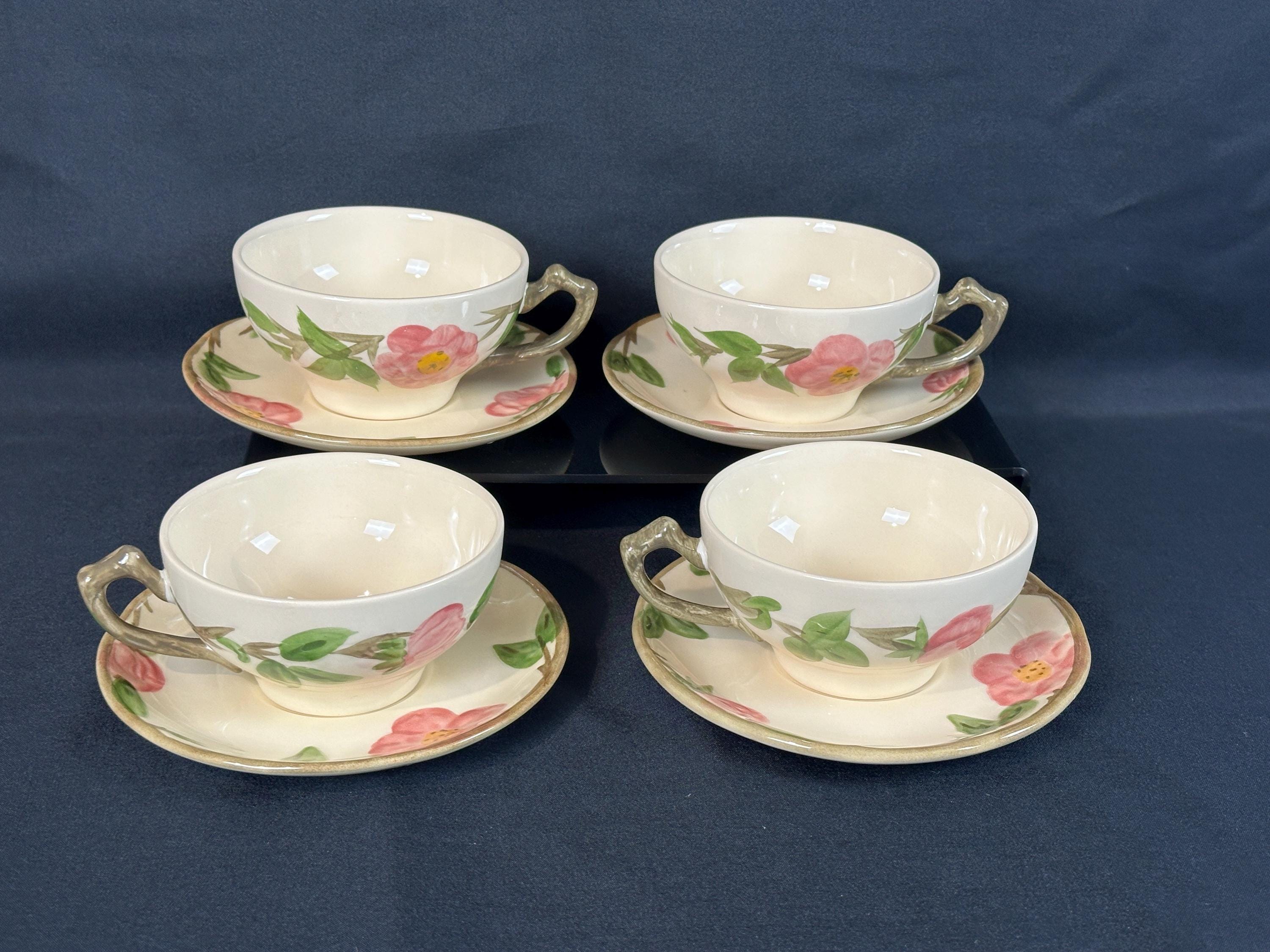 4 Franciscan Desert Rose Teacups and Saucers England