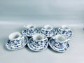 6 Blue Danube Large Flat Cups and Saucers