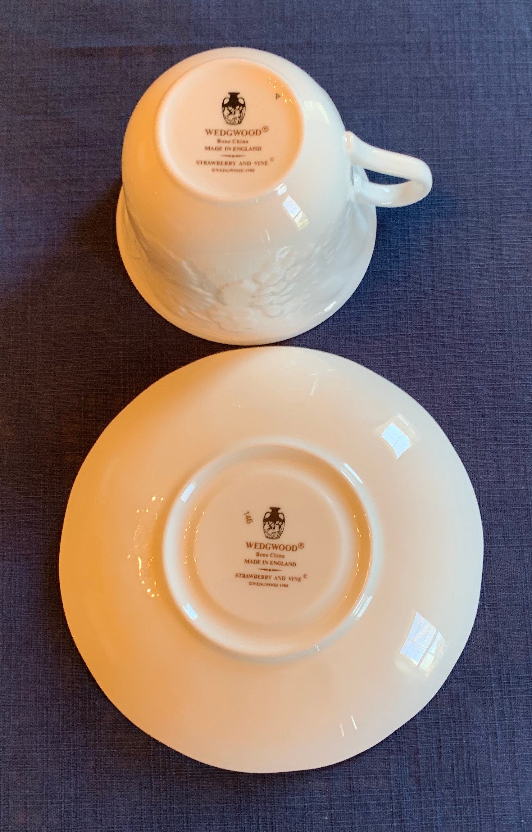 3 Wedgwood Strawberry and Vine Teacups