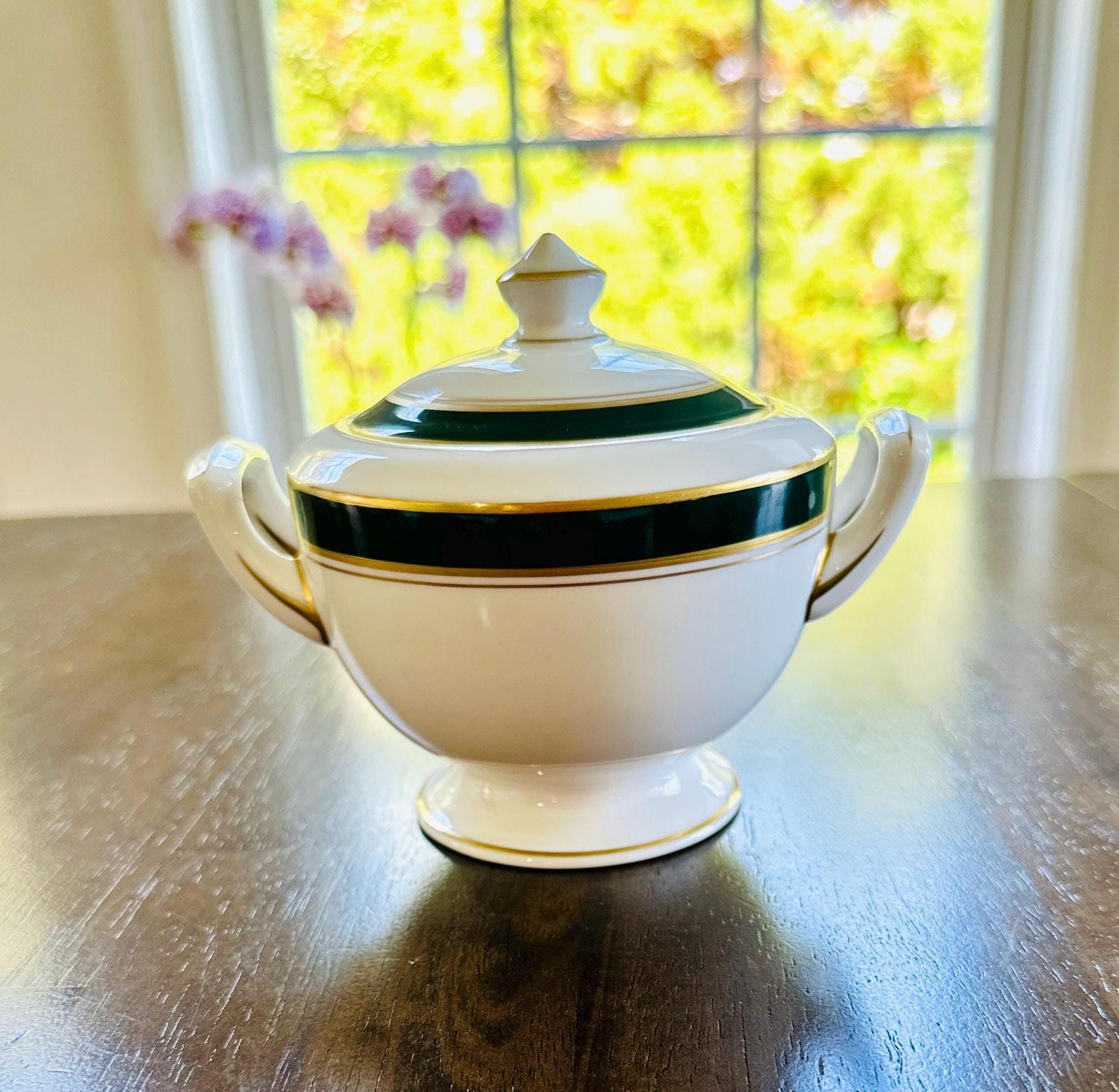 Royal Worcester Howard Leather Green Sugar Bowl
